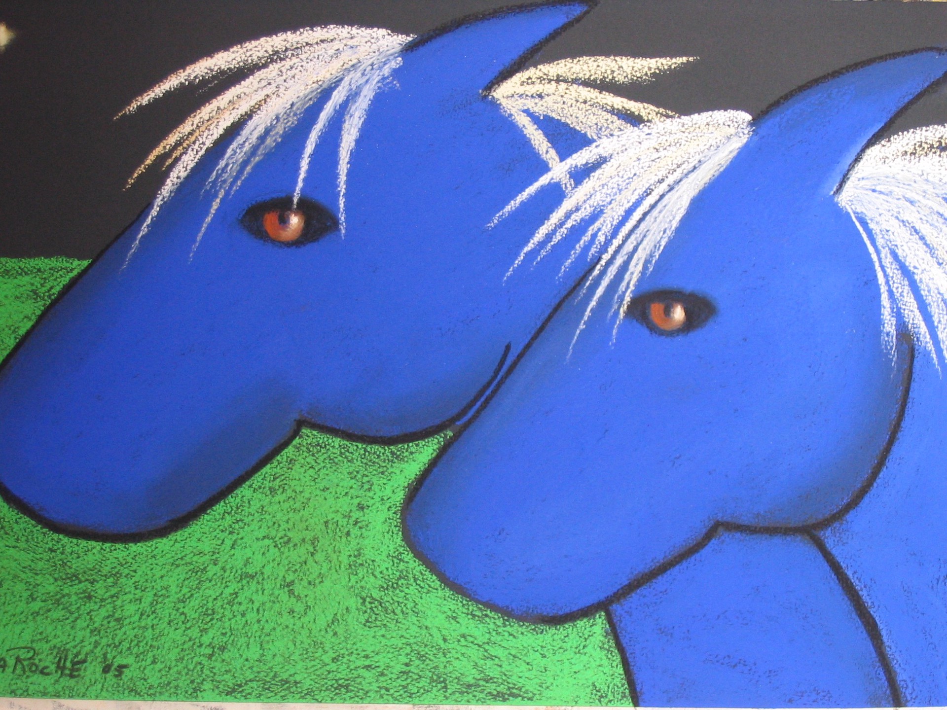 Two Blue Ponies - SOLD available for commission by Carole LaRoche