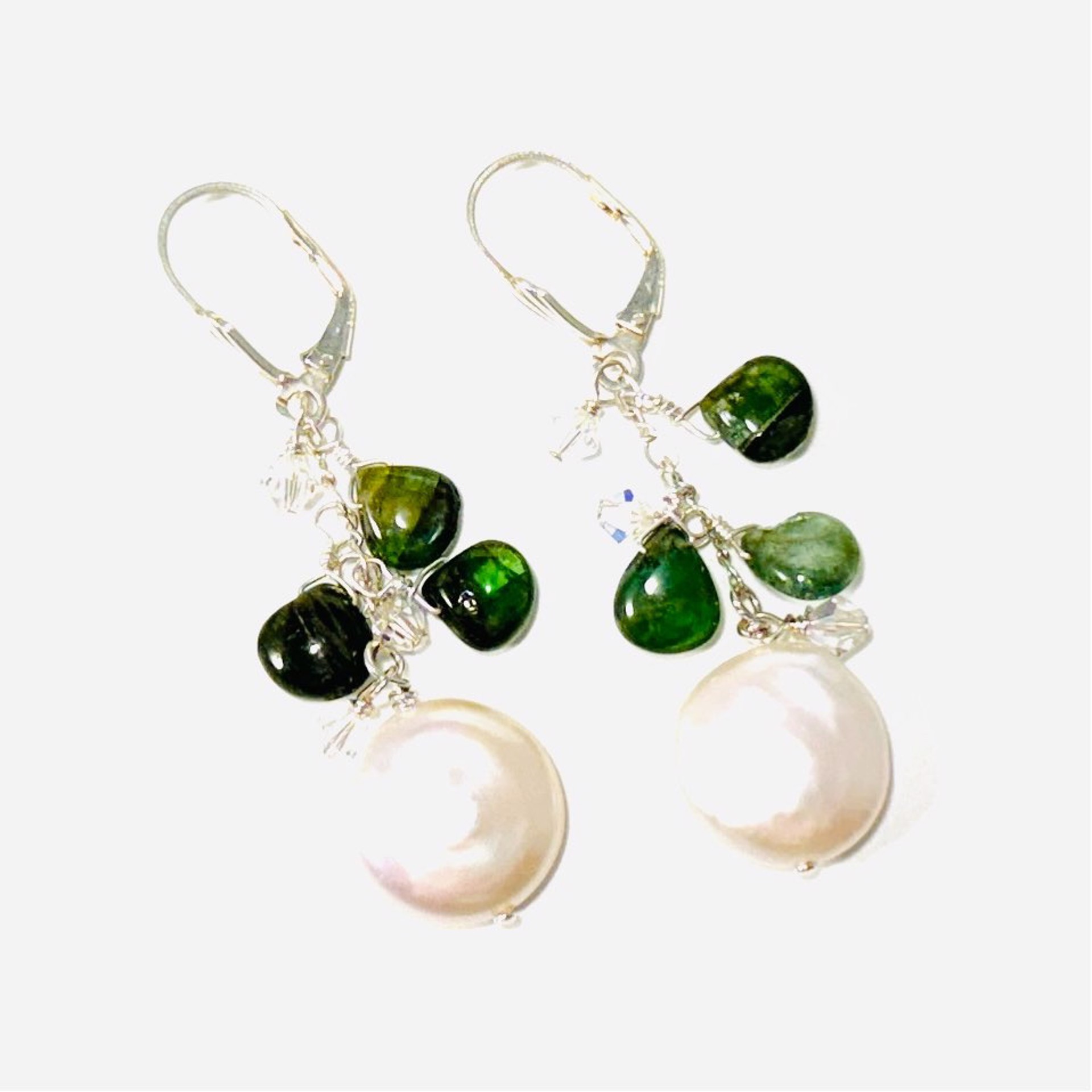 Coin Pearl, Tourmaline, Crystal Earrings LR24-12 by Legare Riano