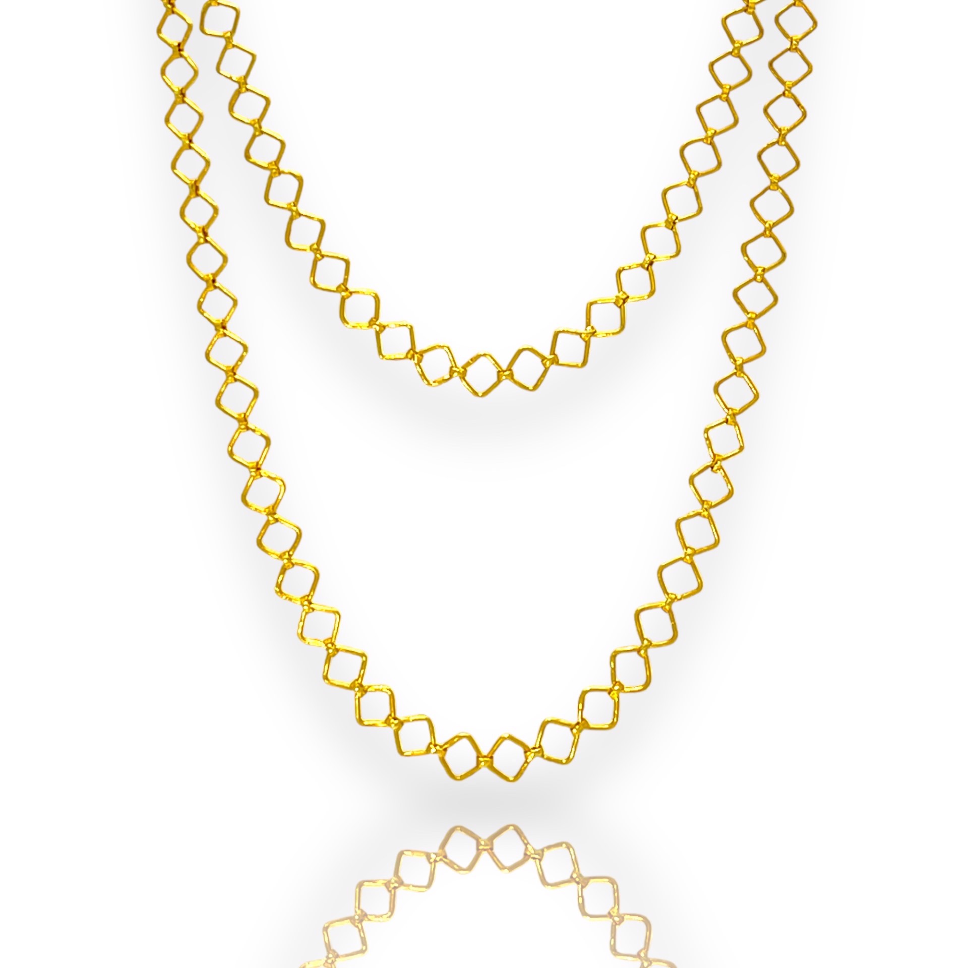 Double-Length Strand Diamond Shaped Interlocking Chain 18k Gold by Mara Labell