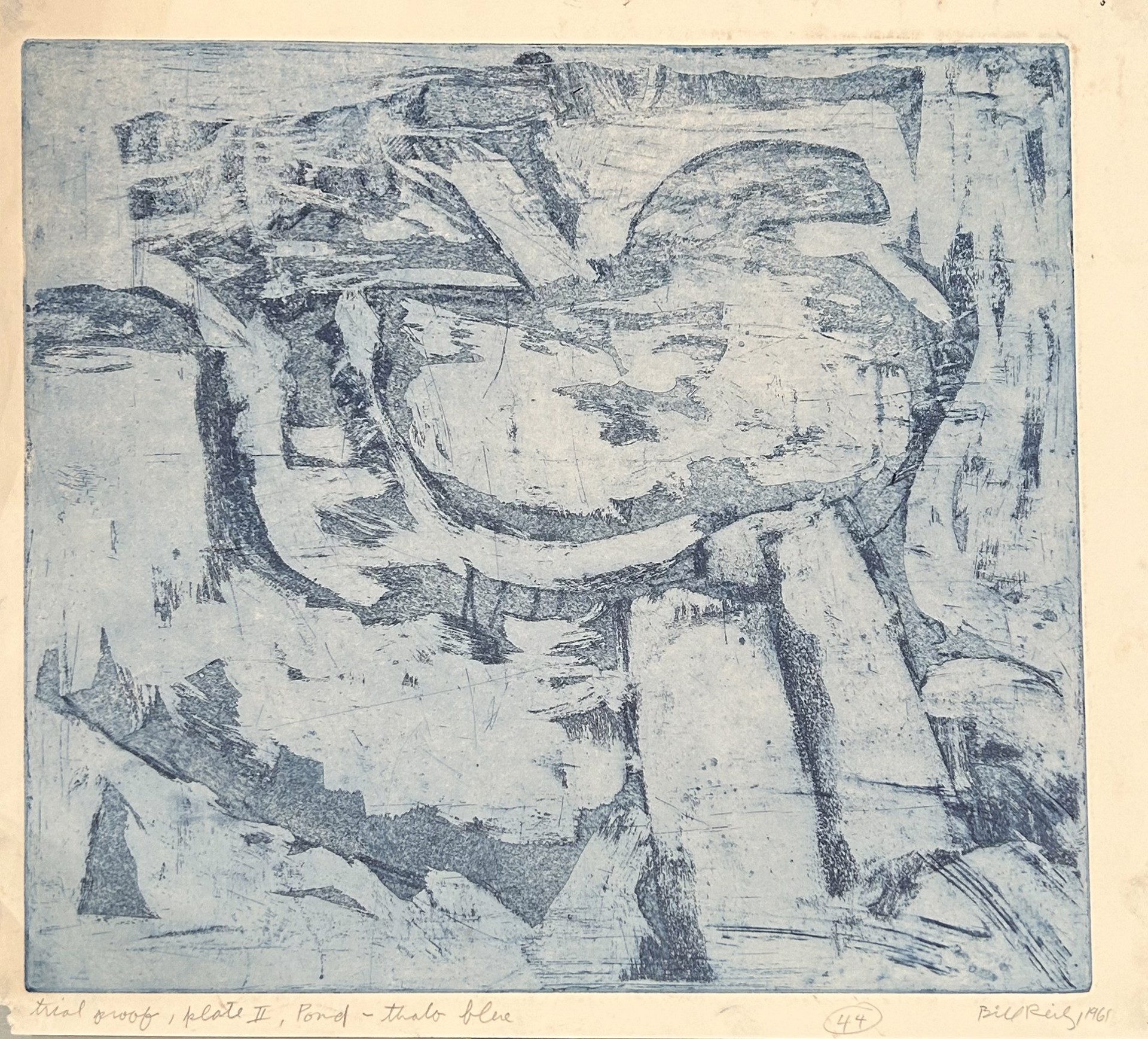 44b(ii). Pond (Trial proof, plate II, printed in thalo blue) by Bill Reily - Prints
