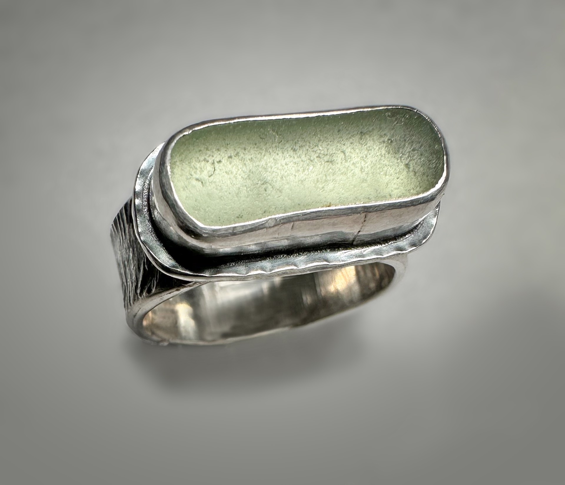 Long Aqua Sea Glass Ring by Judith Altruda