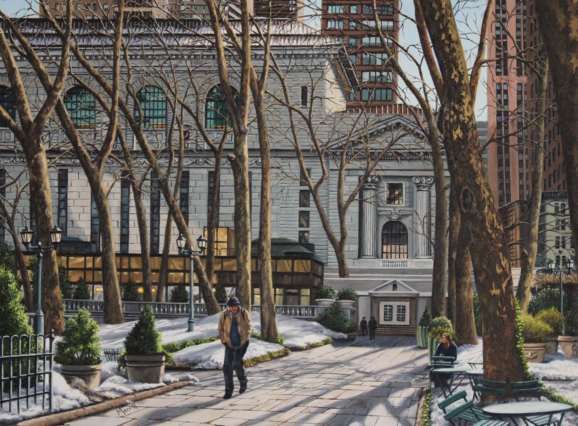 Winter Moving in Bryant Park by Merrill French