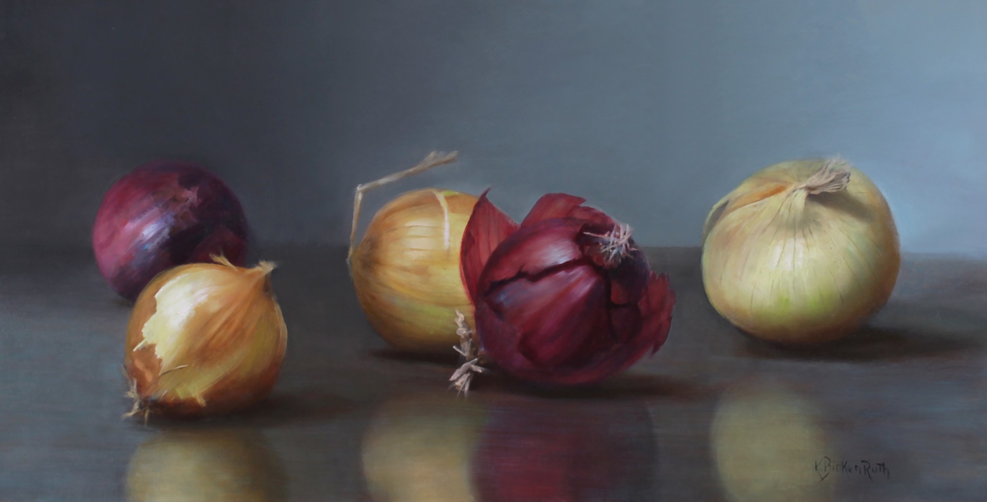 Red and Yellow Onions by Kelly Birkenruth