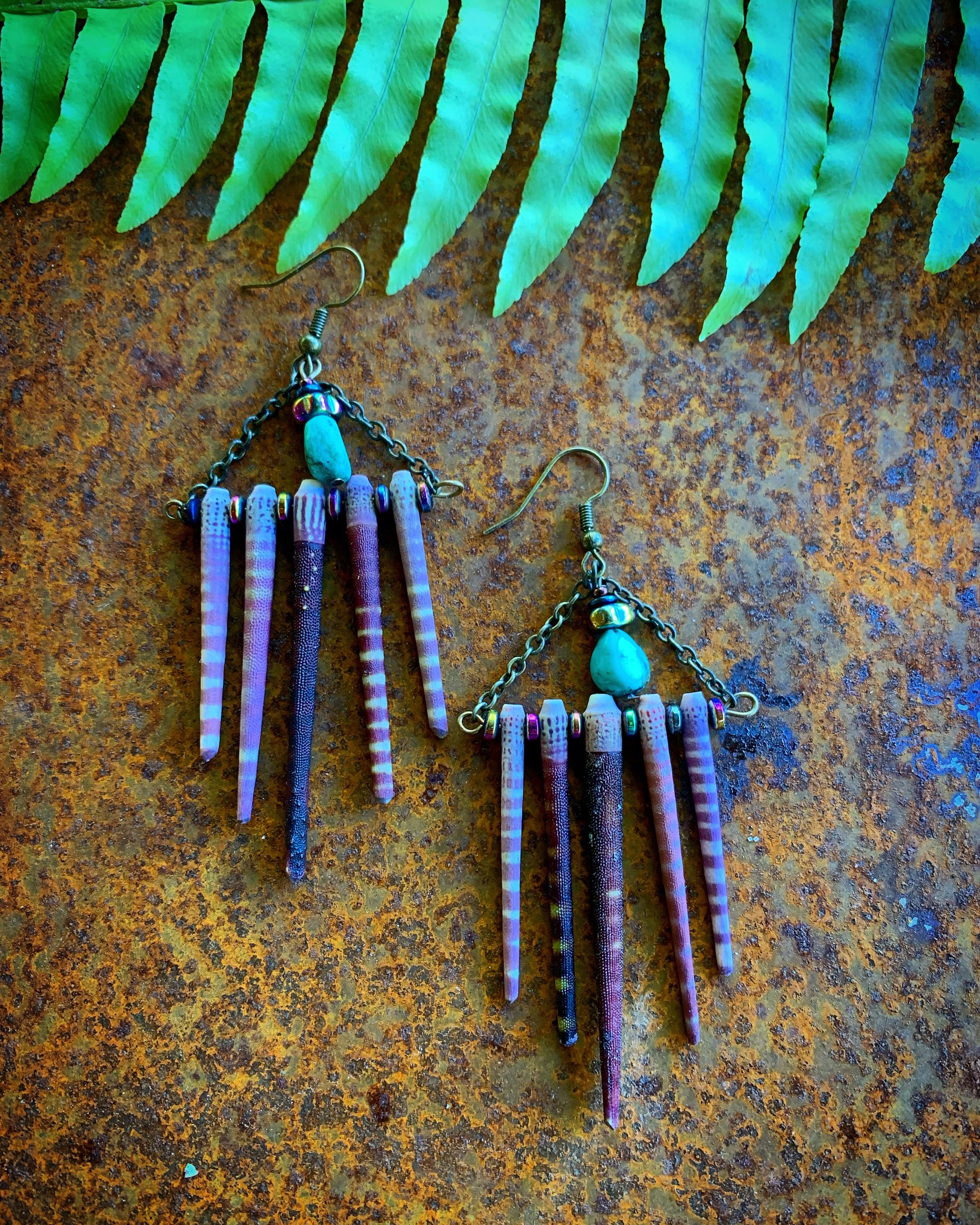 K667 Sea Urchin Spines with Turquoise by Kelly Ormsby