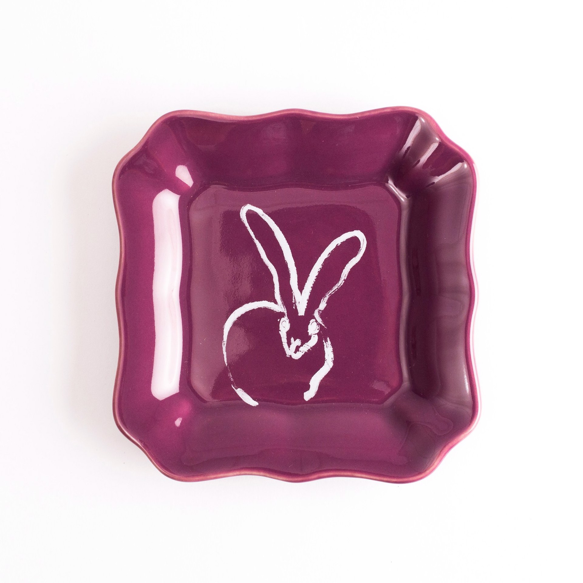 Bunny Portrait Plate - Aubergine by Hunt Slonem (Hop Up Shop)