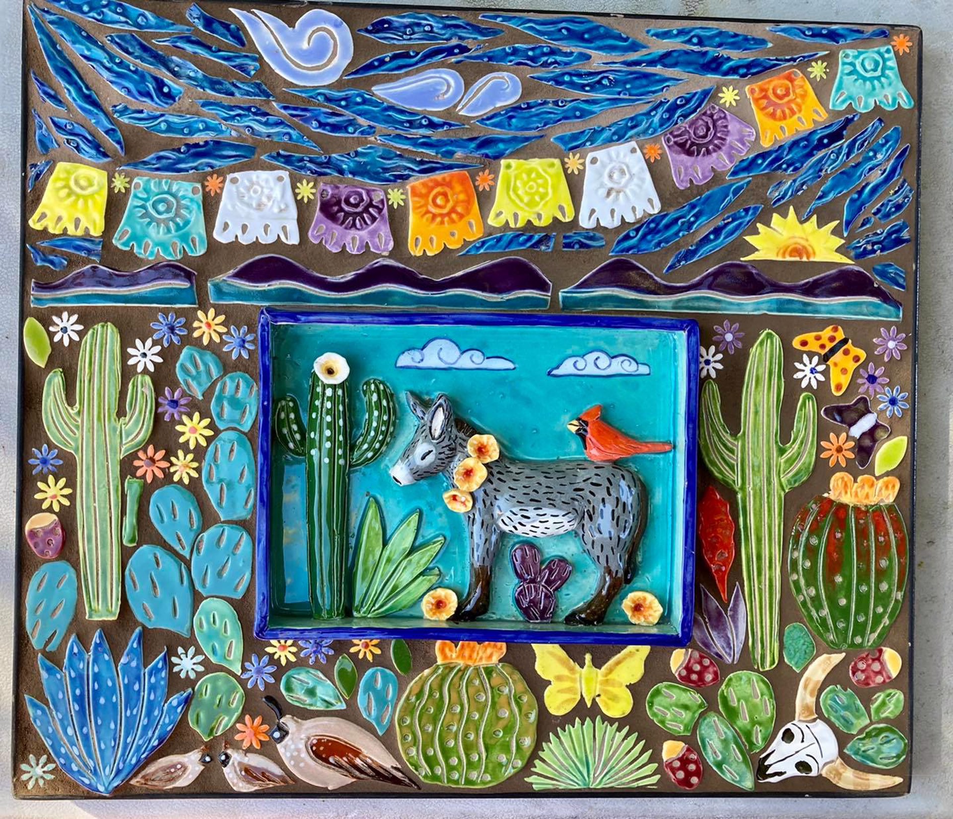 Desert Buddies Mosaic Shadowbox by Robin Chlad