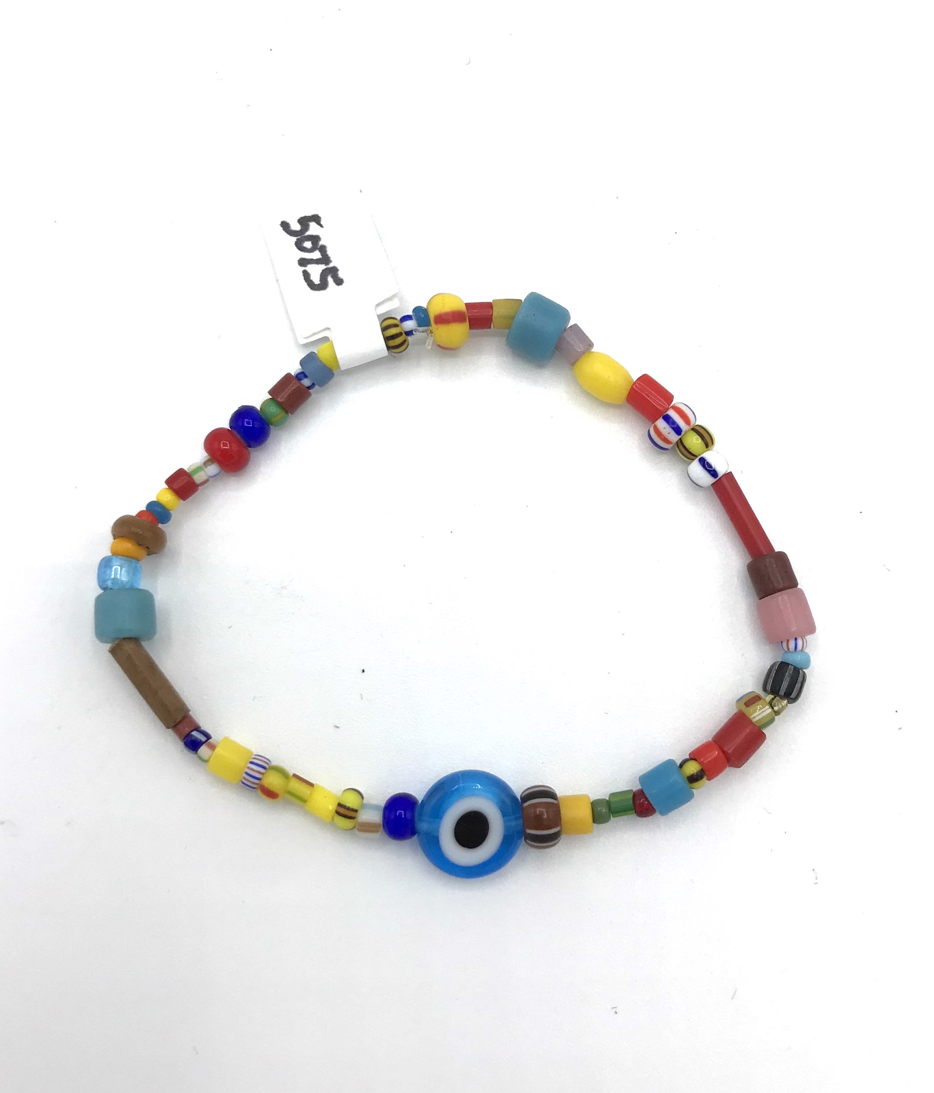 Multicolored Beads With Aqua Evil Eye Bracelet by Emelie Hebert