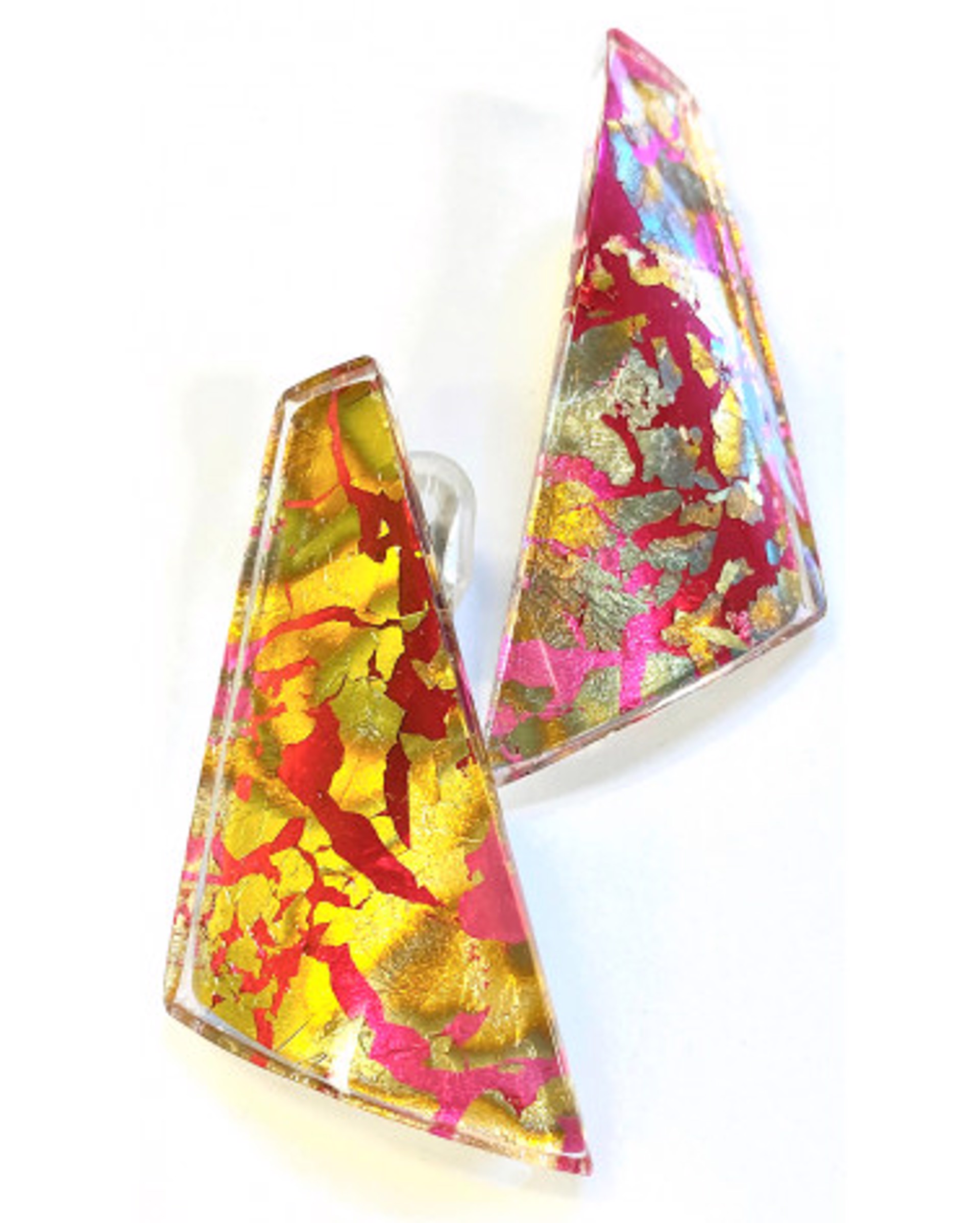 LG-Cleopatre Triangle Earrings Gold Foil Inclusions by Laurent Guillot Nikaia Inc.