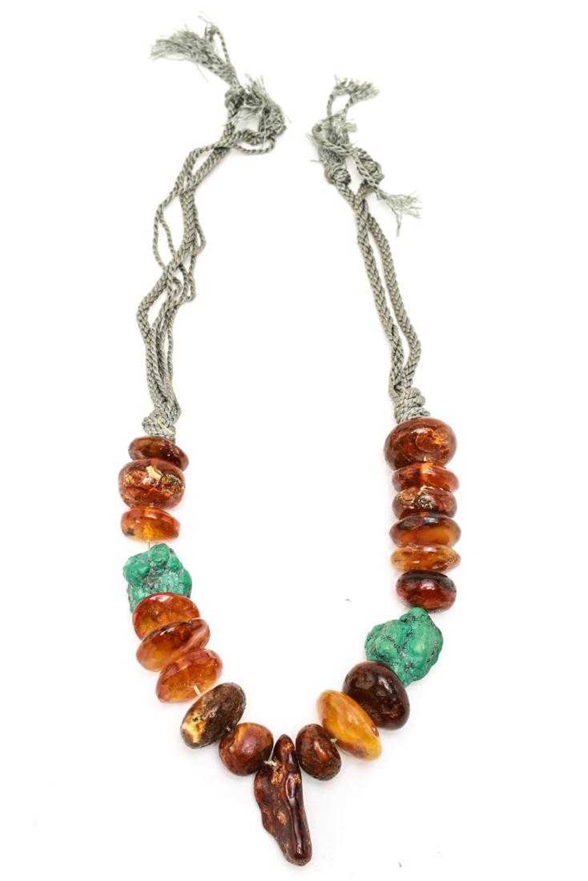 AMBER ABD NATURAL TURQUOISE BEADED NECKLACE