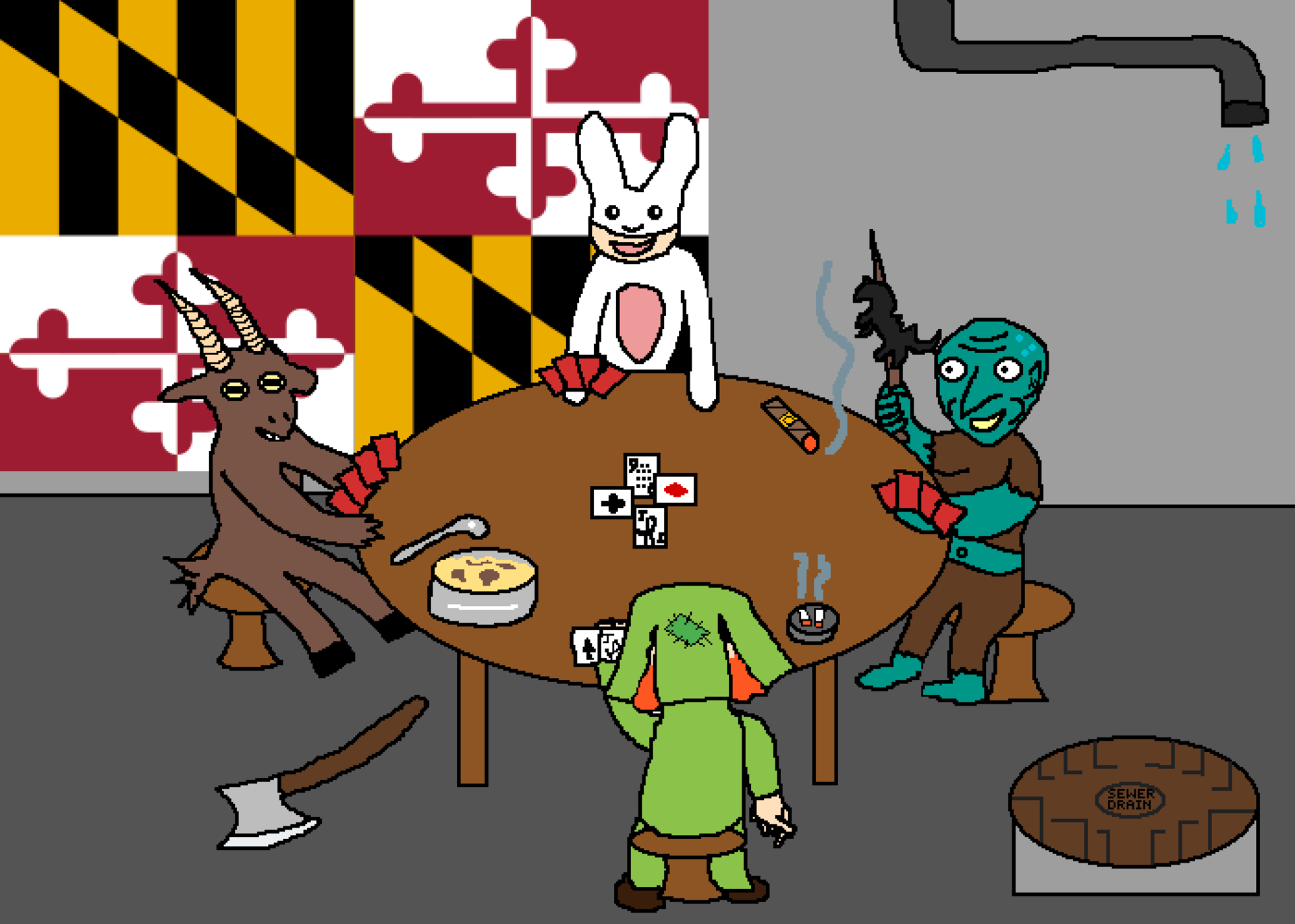 Justin Andrews (VisAbility Art Lab) - Urban Legends of Maryland Playing Belote by Visiting Artist