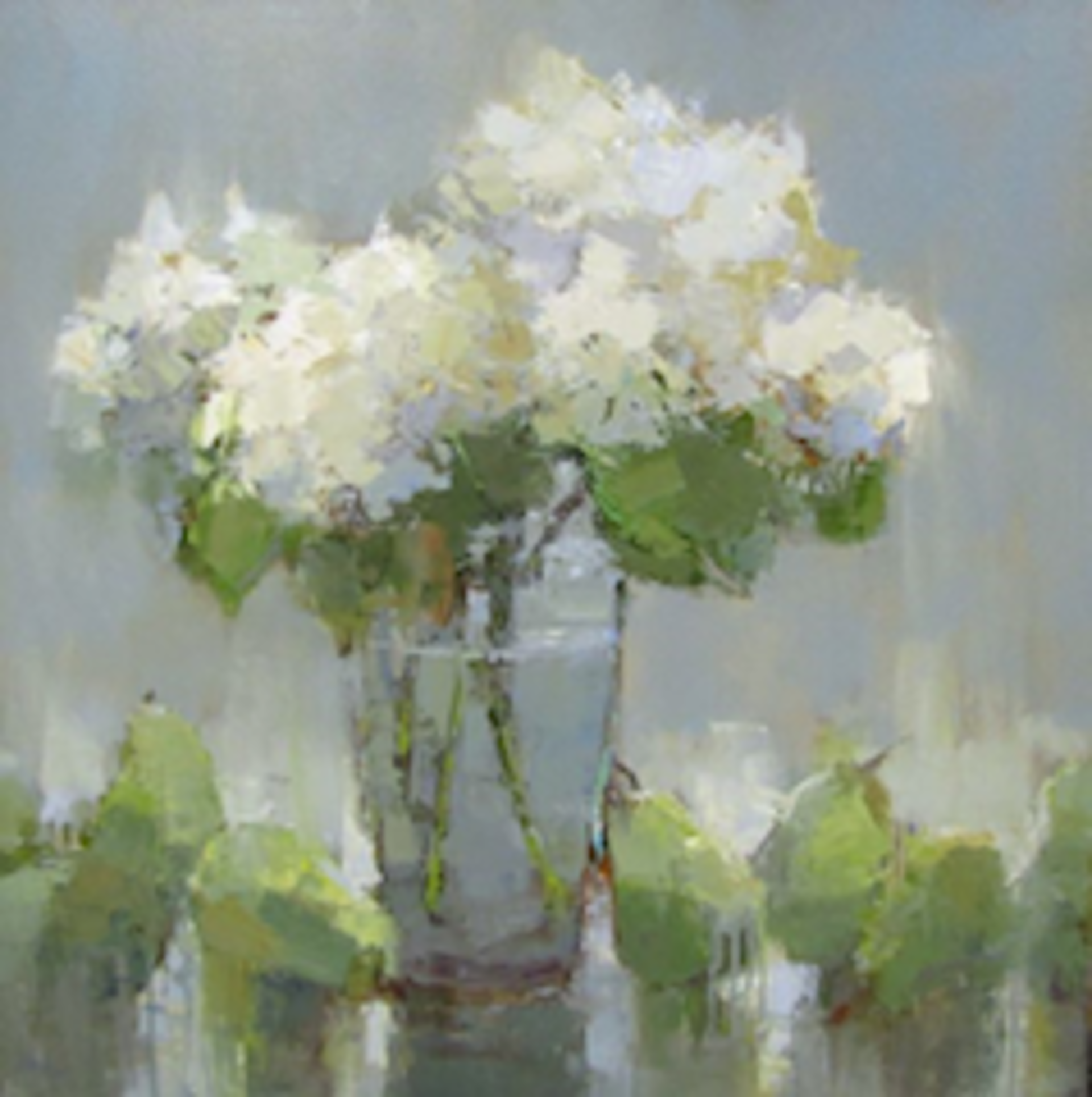 White Hydrangeas and Pears by Barbara Flowers