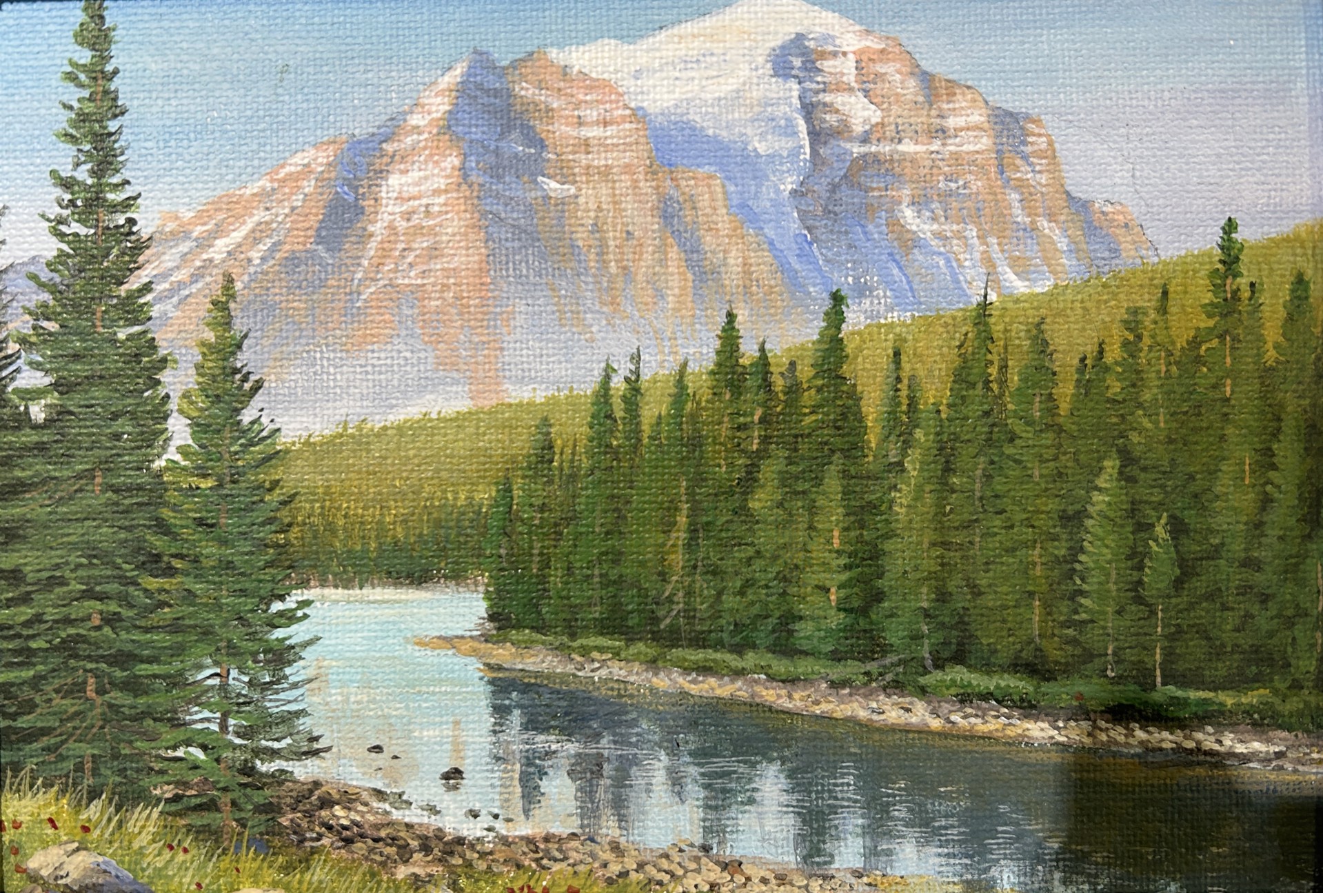 Down at The River (Mt. Temple from Lake Louise village) by Jake Vandenbrink