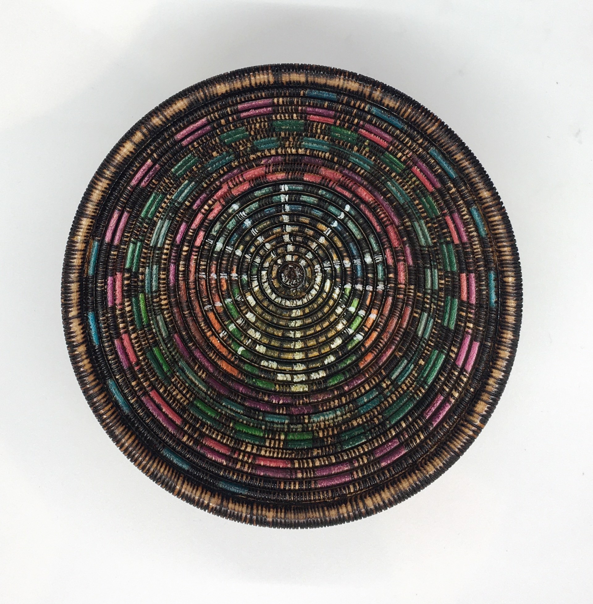 Footed Bowl -Red and Green Weave by Keoni
