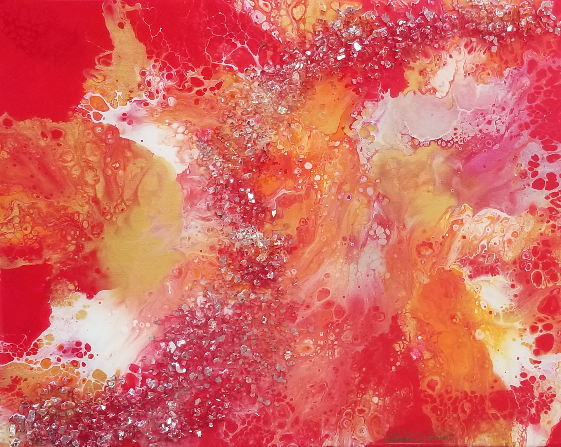 Spicy View - Fluid Acrylic/Resin on Canvas by Victoria Thornton