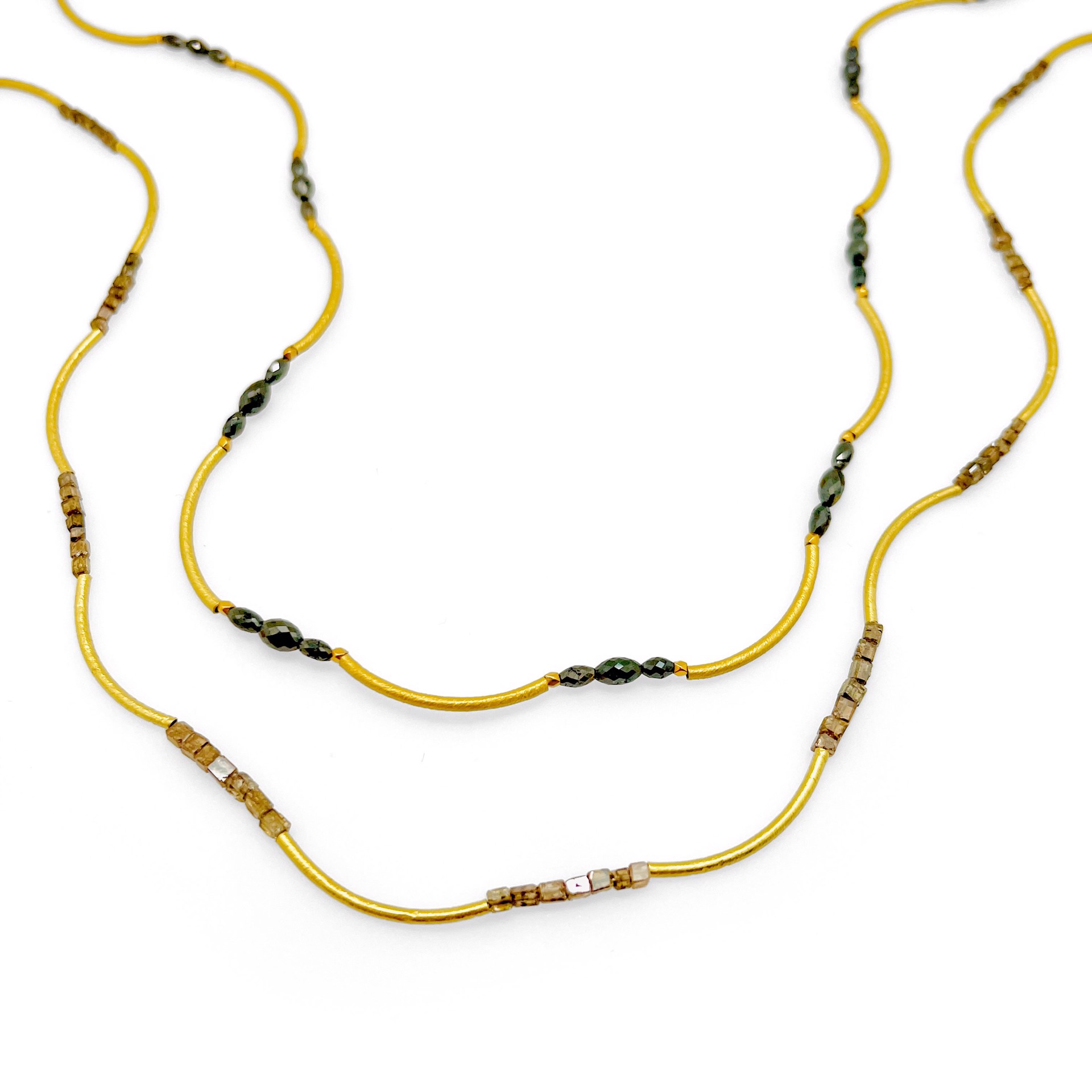 Dangerous Curves Champagne Diamonds 18k Gold Necklace by Mara Labell