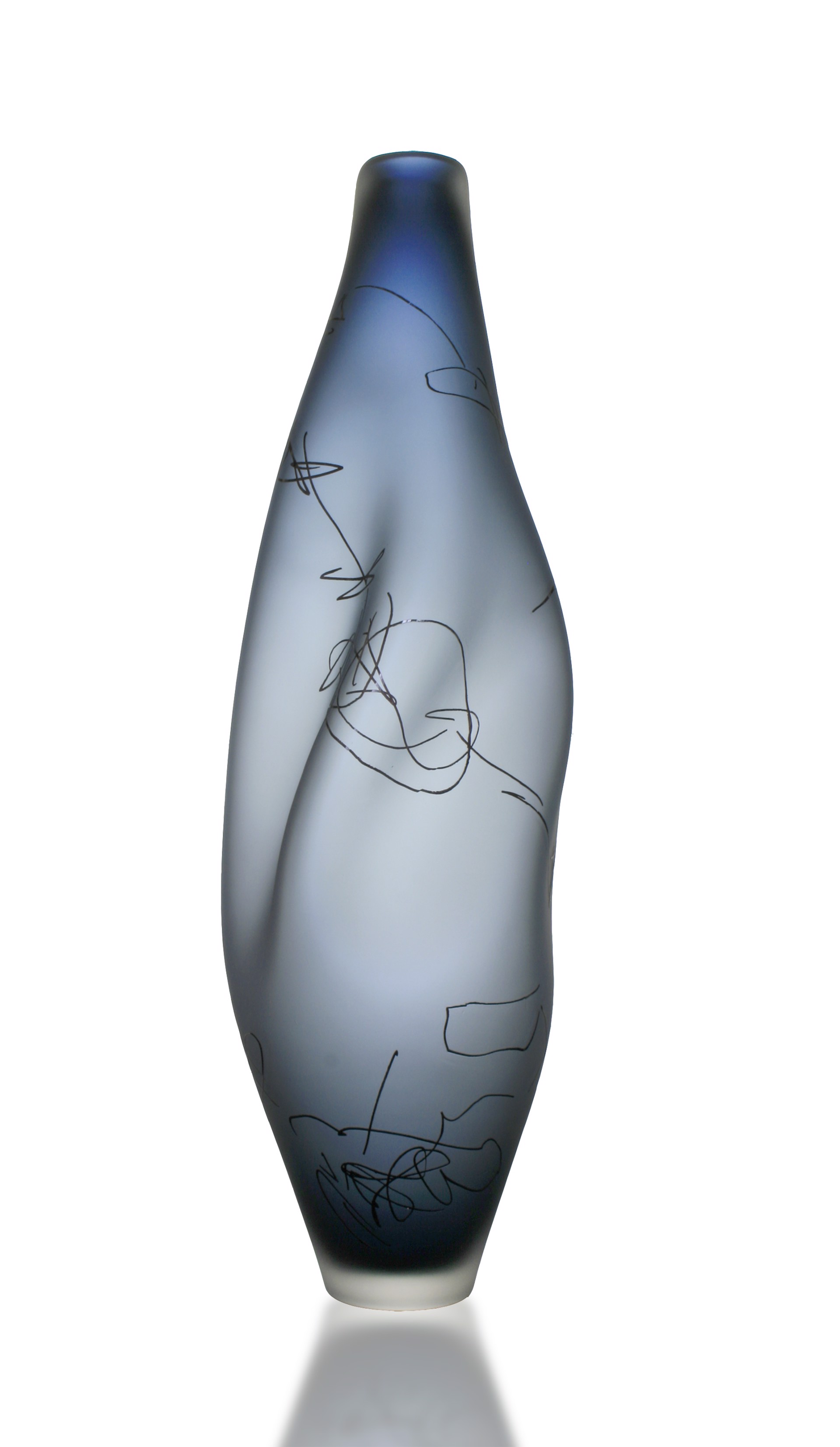 Steel Blue Scribe Vase by Jeff Goodman Studio