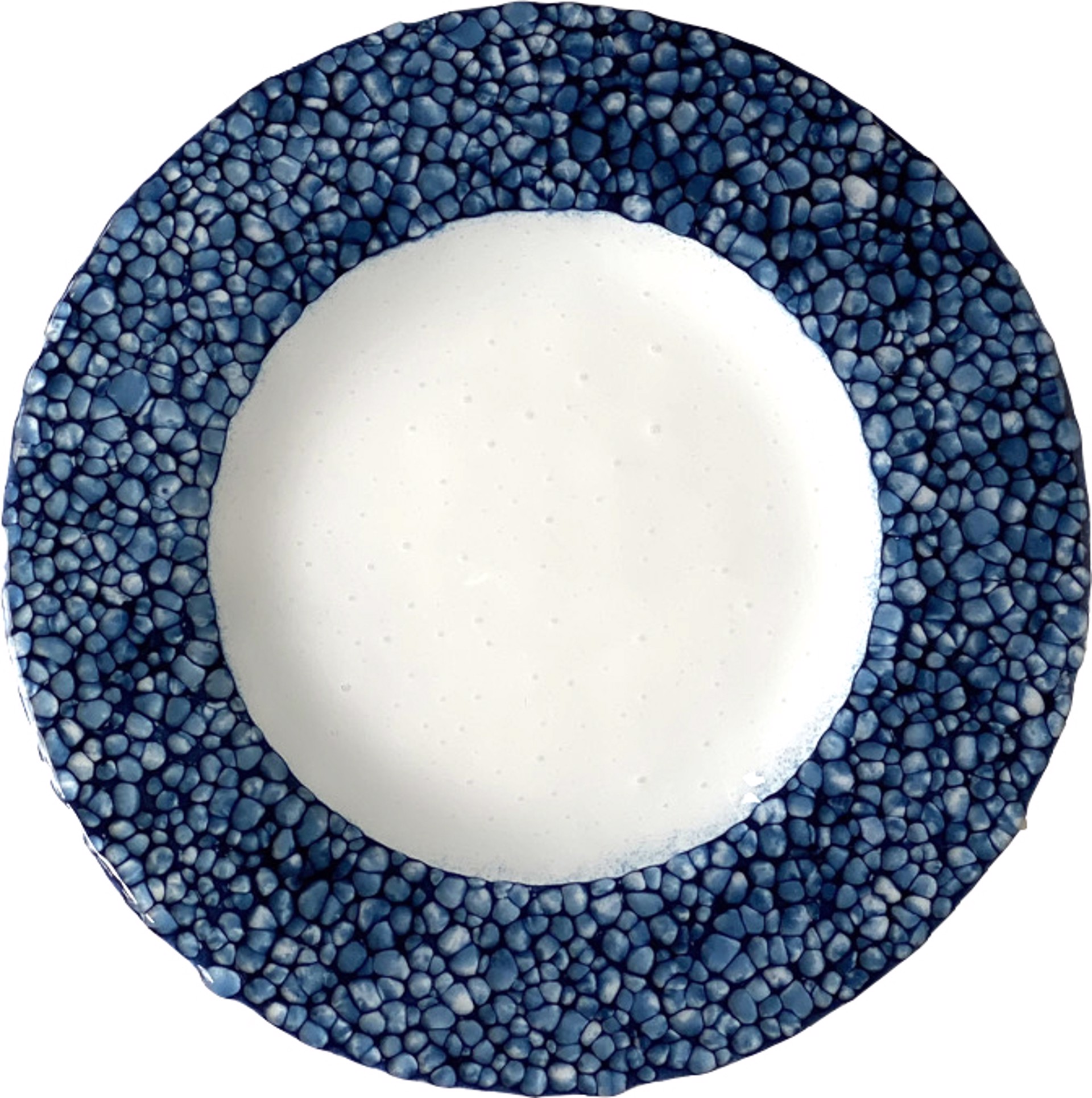 White Plate with Blue Border by Jennifer Welch
