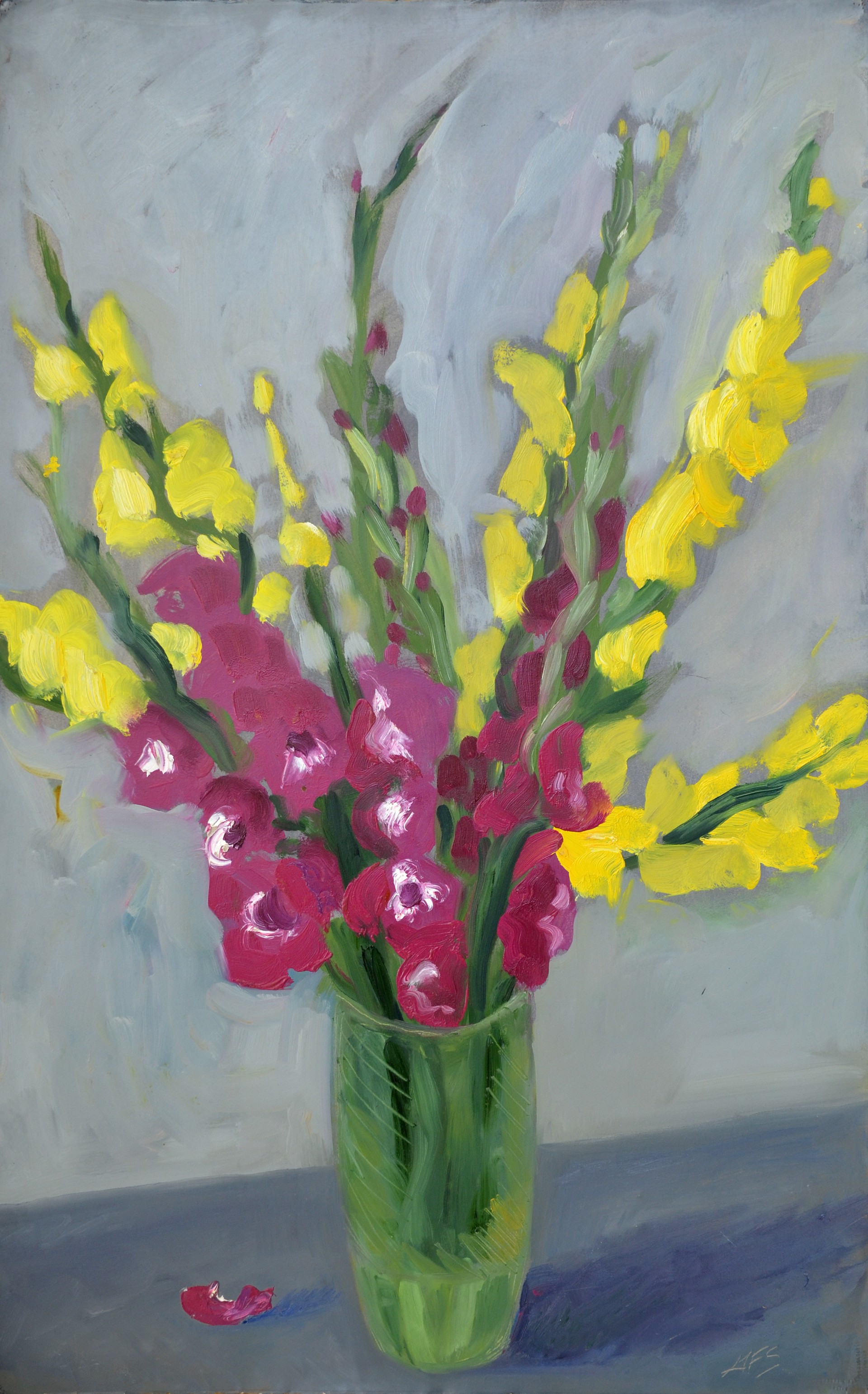 RED,PURPLE,YELLOW GLADS by Gail Foster