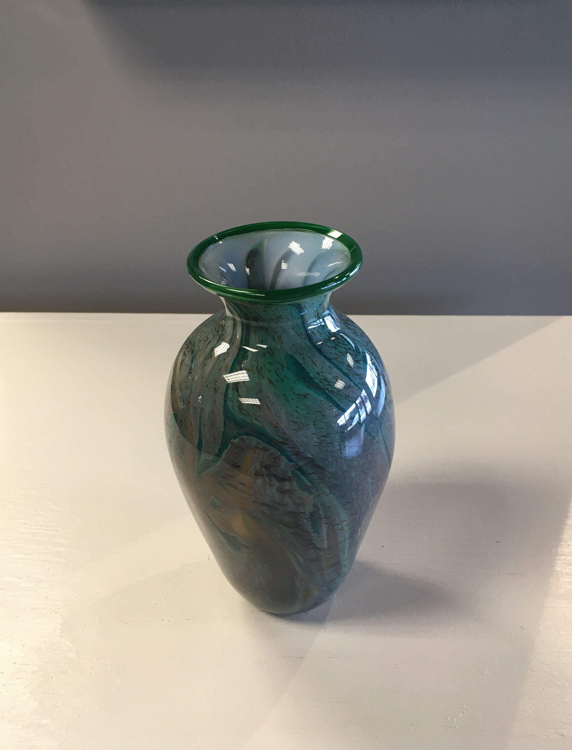 Green Agate Vase by AlBo Glass