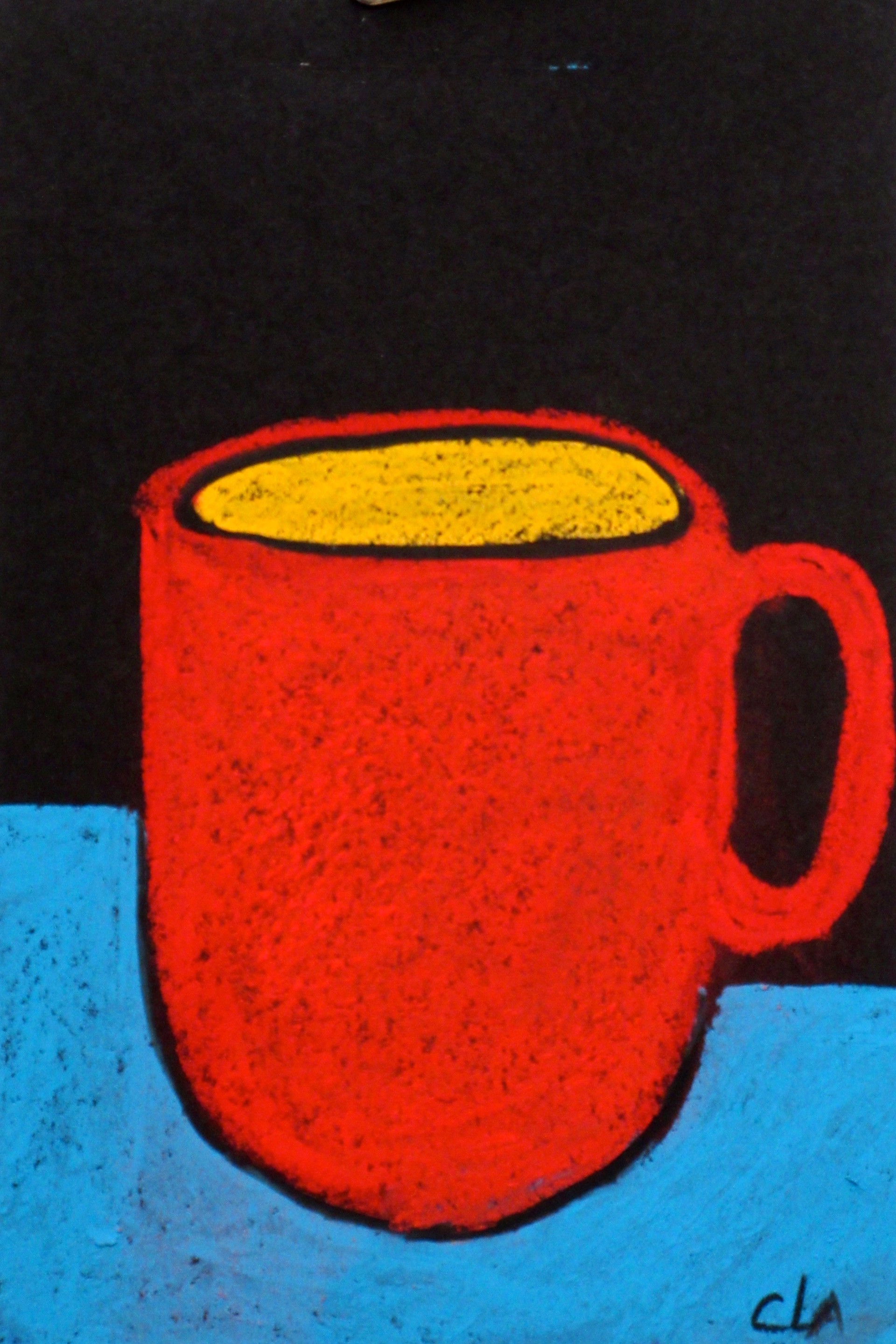 Mug on Blue Table by Carole LaRoche