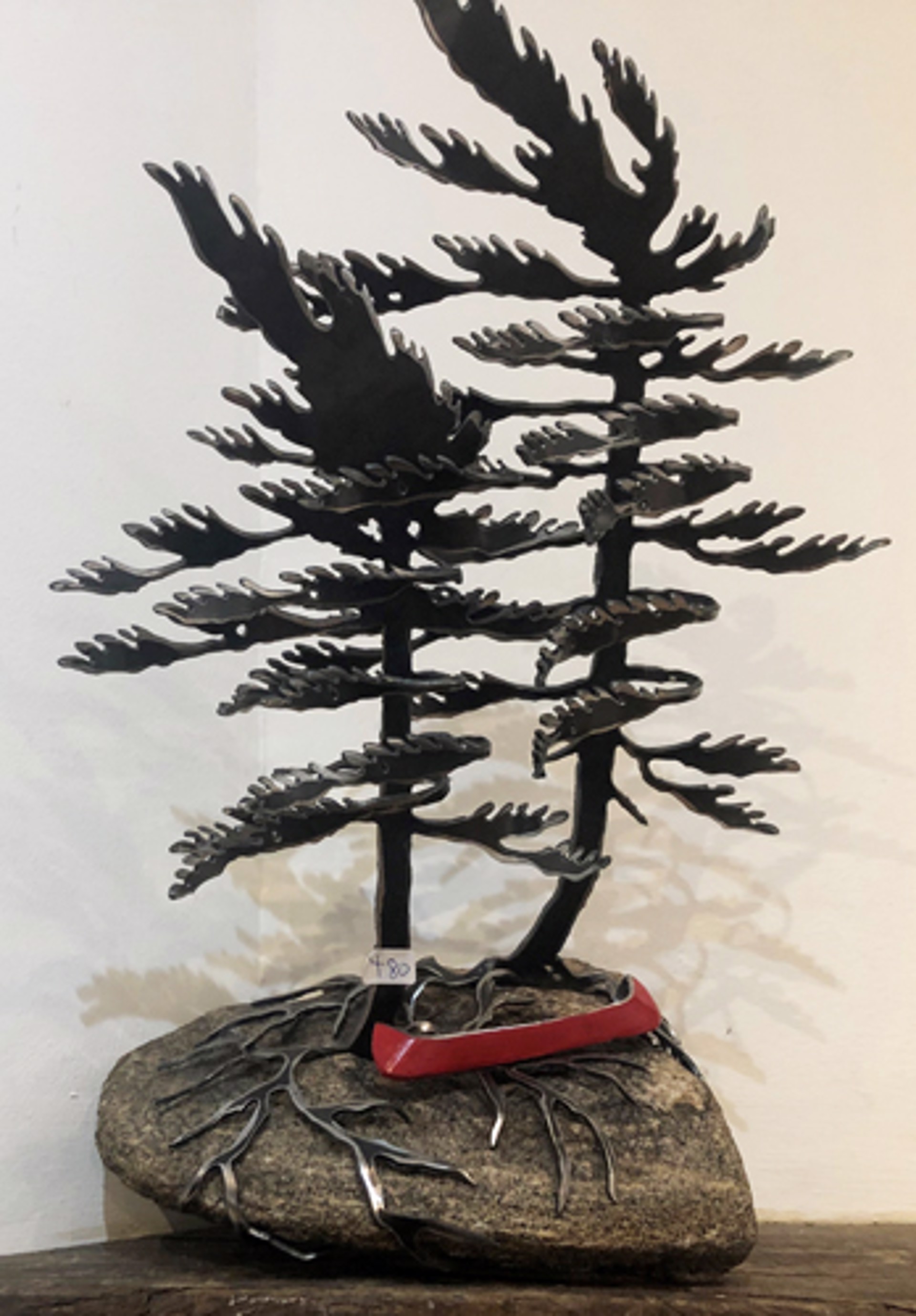 Two Windswept Pine with Red Canoe 659557 by Cathy Mark