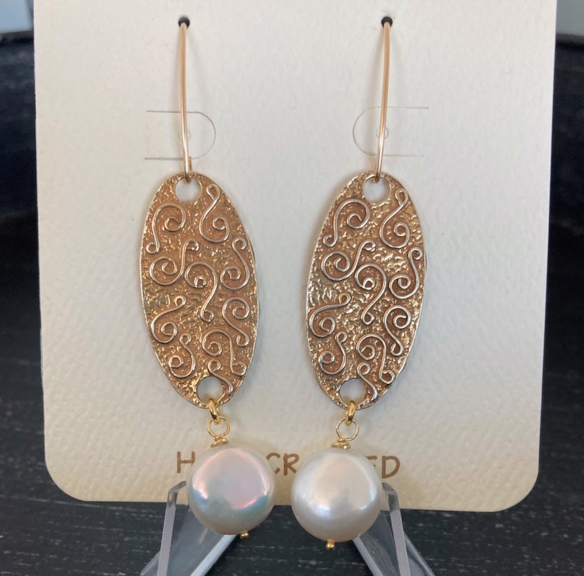 Earrings - Coin Pearl and Vermeil by Bonnie Jaus