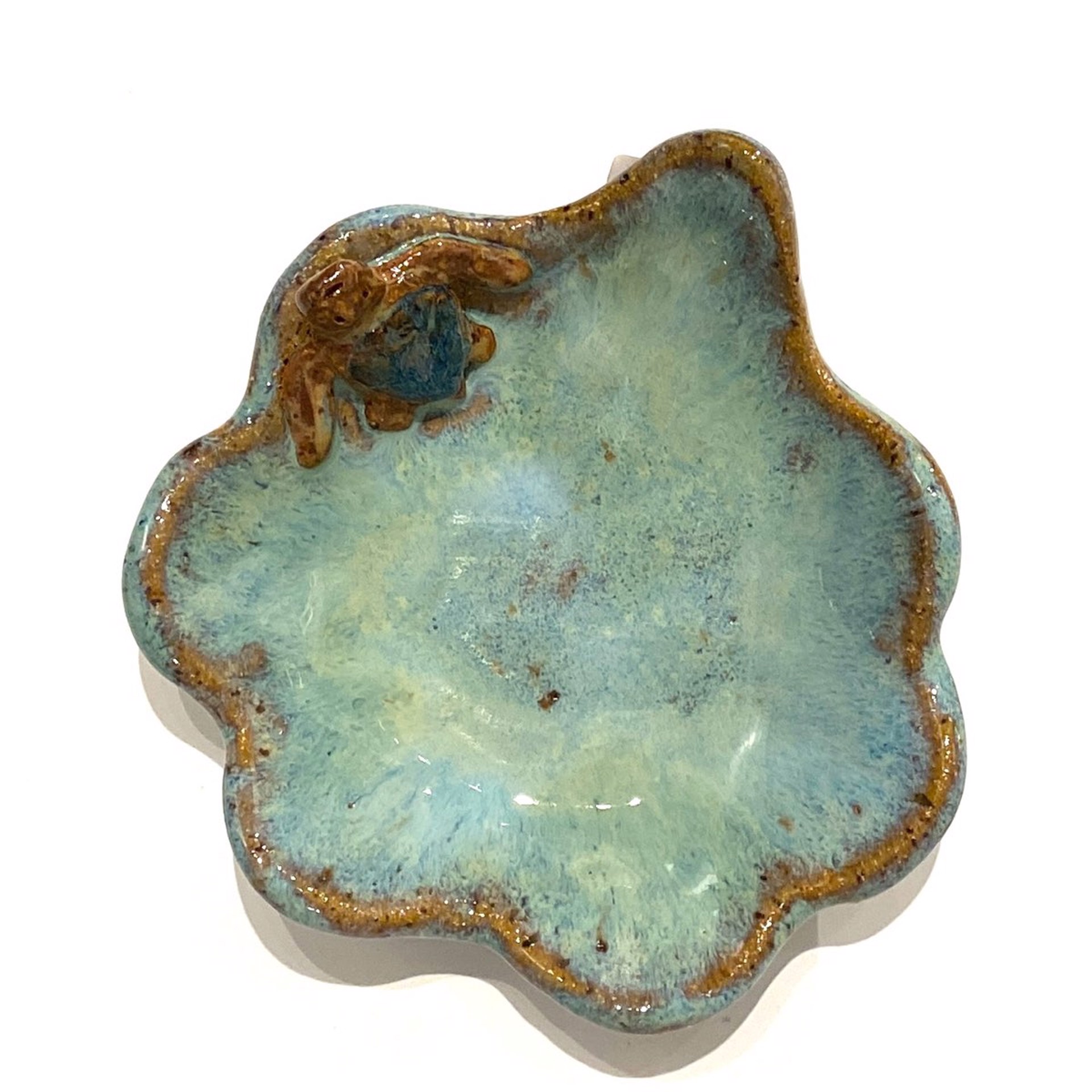 Mini Pool Dish with Turtle (Green Glaze) LG23-1197 by Jim & Steffi Logan