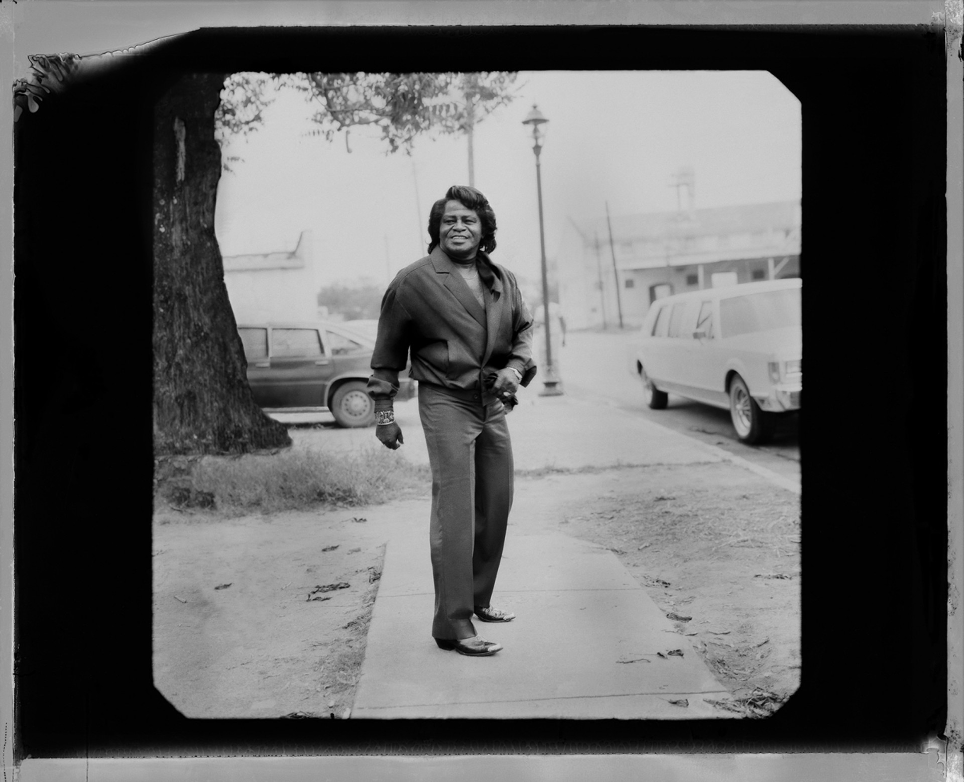 91046 James Brown Outside the Limo 665 F11 BW by Timothy White