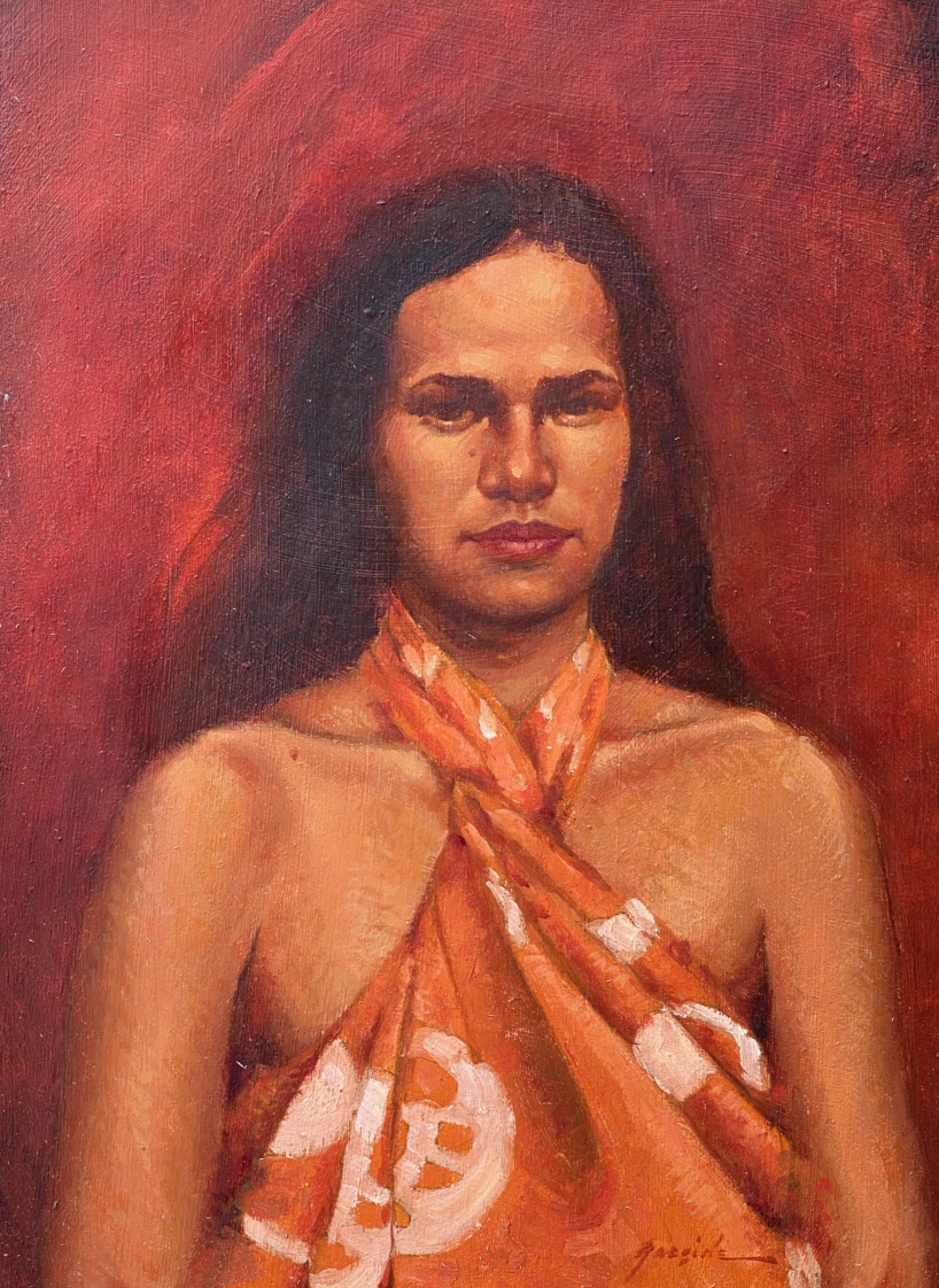 Girl in Orange Pareo by A. LaMoyne Garside