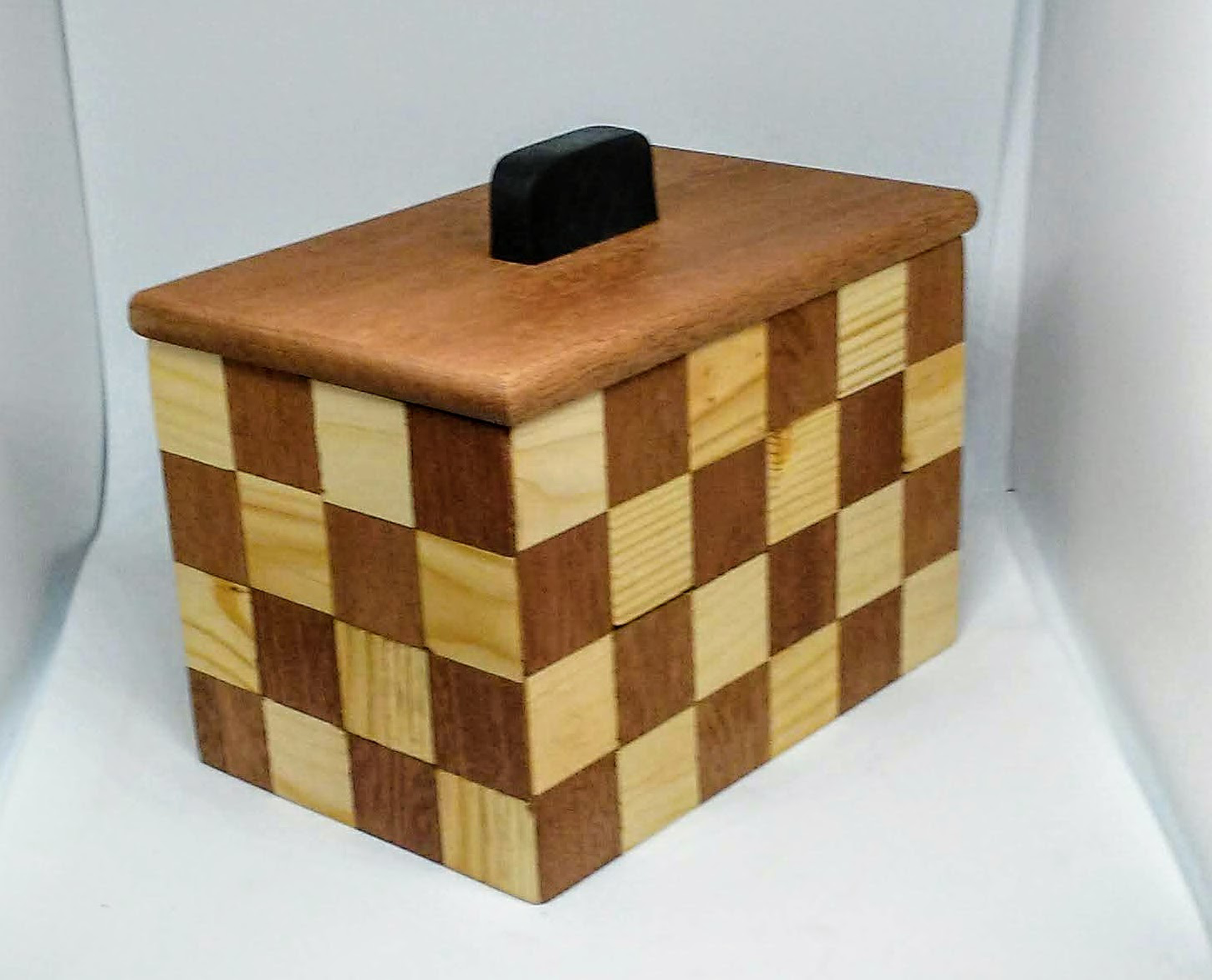 PR19-45  Sapele Mahogany, Pine and Ebony Wood Box by Pete Rock