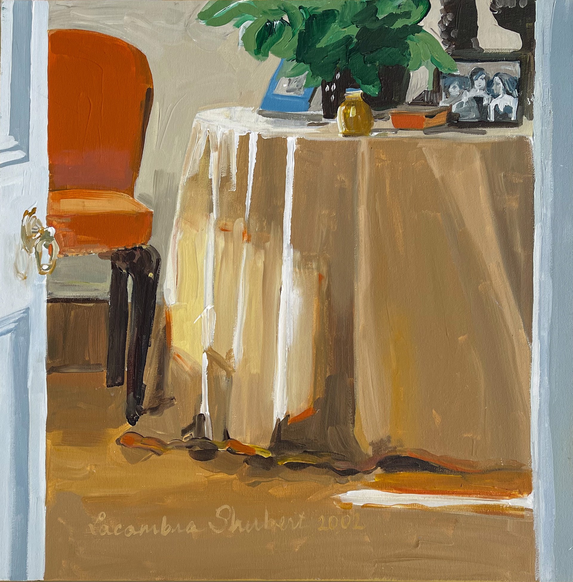 Sitting Room with Orange Chair by Laura Lacambra Shubert