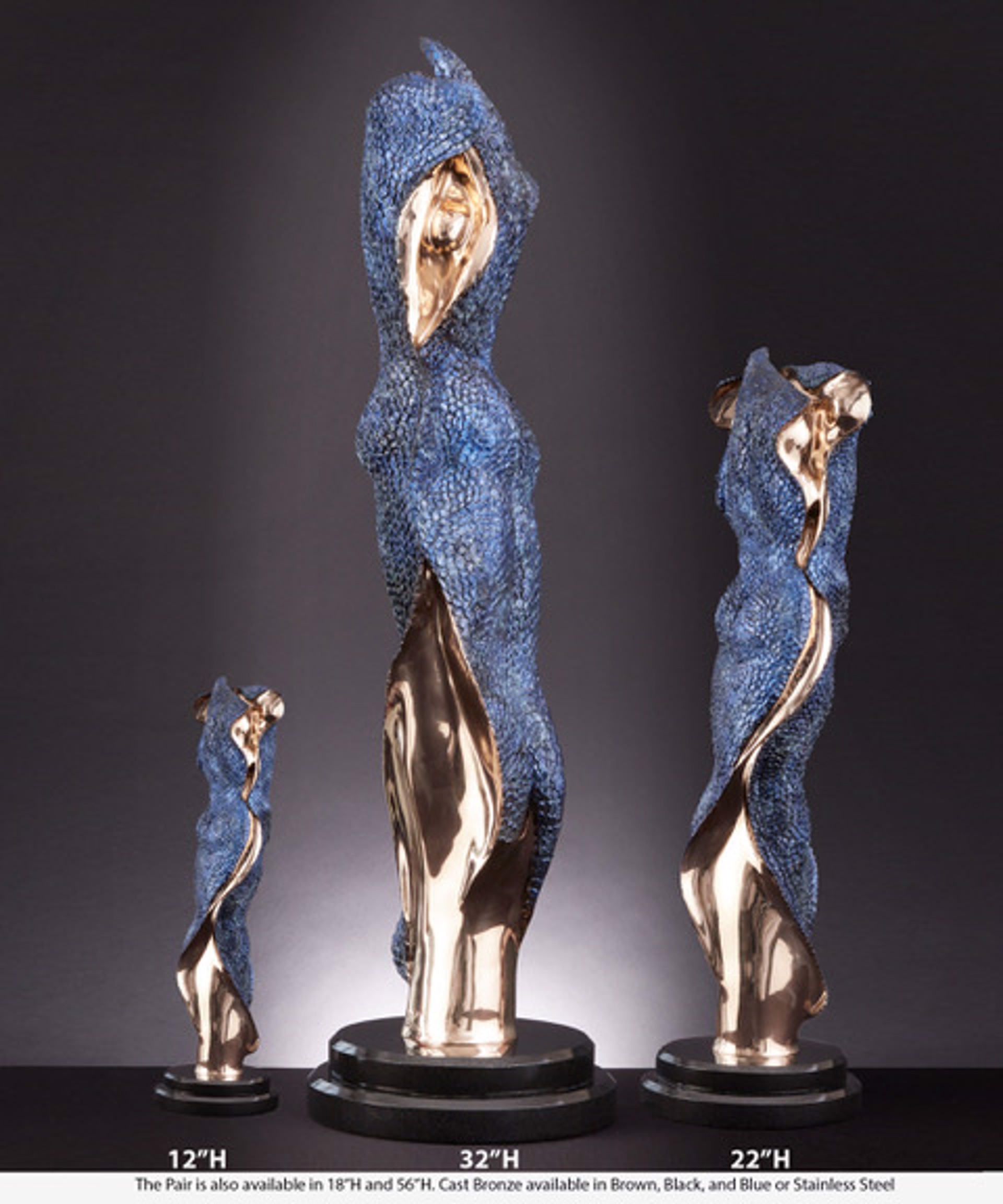 The Pair 32" Bronze with blue patina by Barbara Nagel