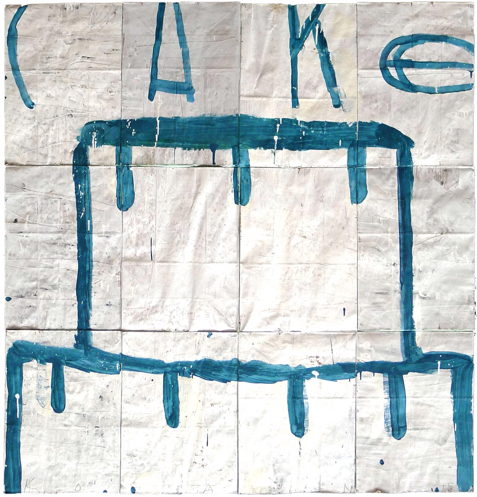 Cake, Double Stack (Aqua on White) by Gary Komarin