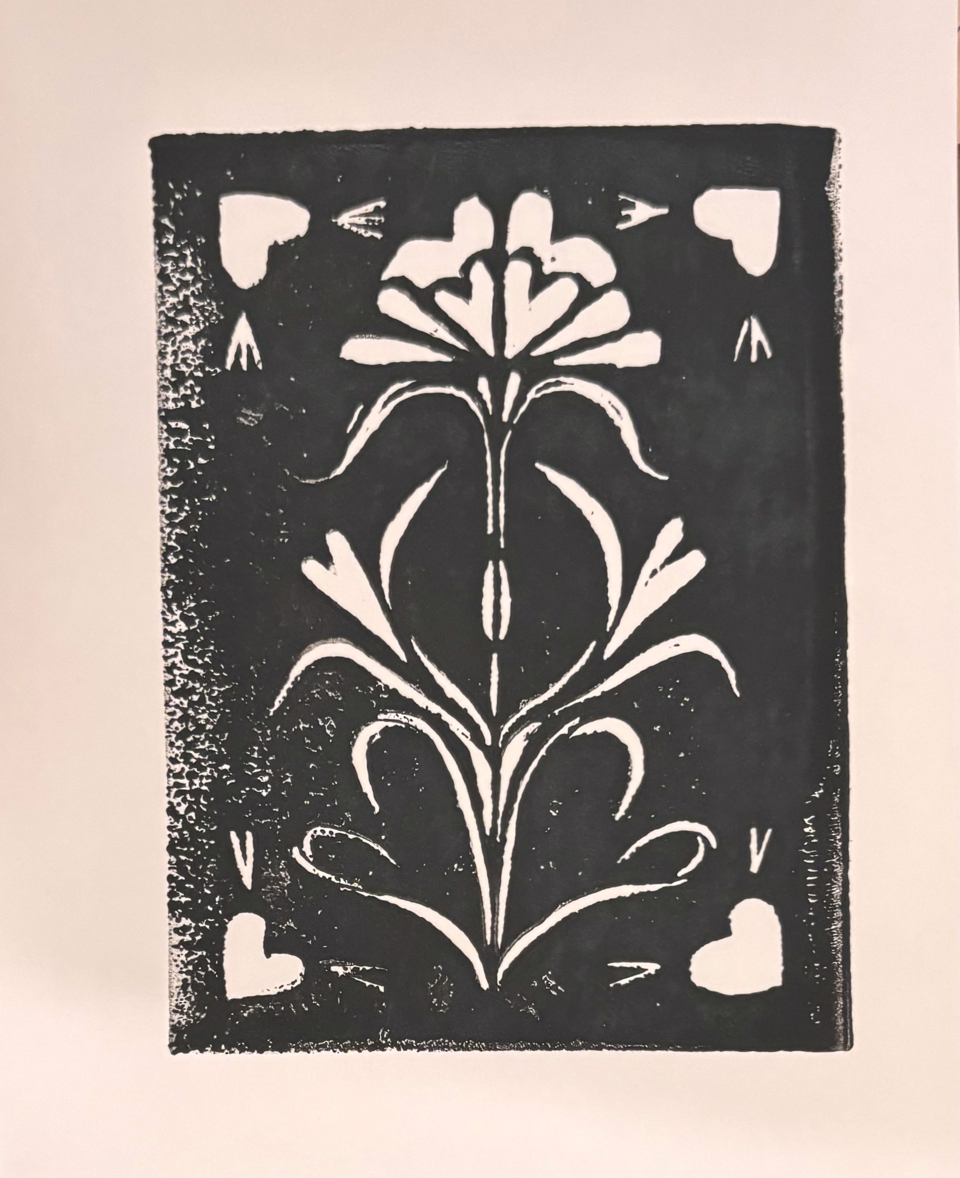 Flower Block Print Card by Lucie Wren Cooper