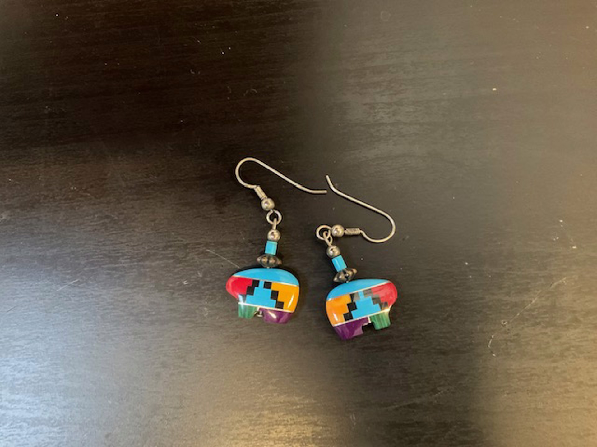Zuni Bear Fetish Earrings by vintage Southwest Collection KB