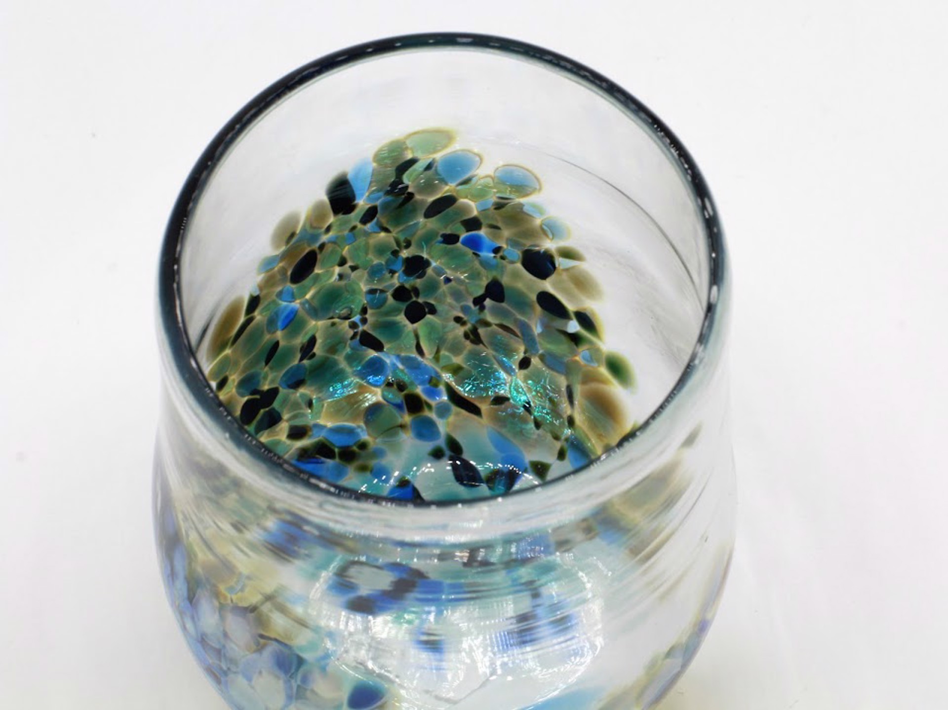 Rounded Bottom Hand Blown Glass Cup - Blue by Katie Sisum