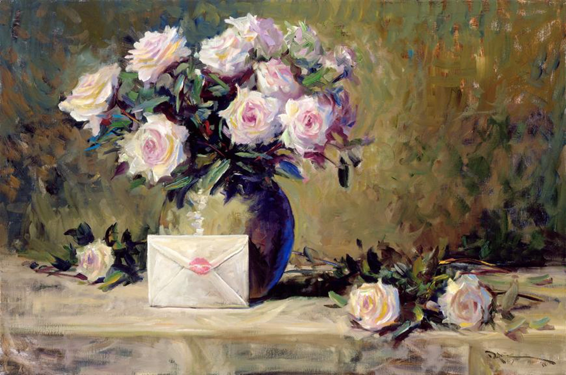 Roses and Love Letter by John Carroll Doyle