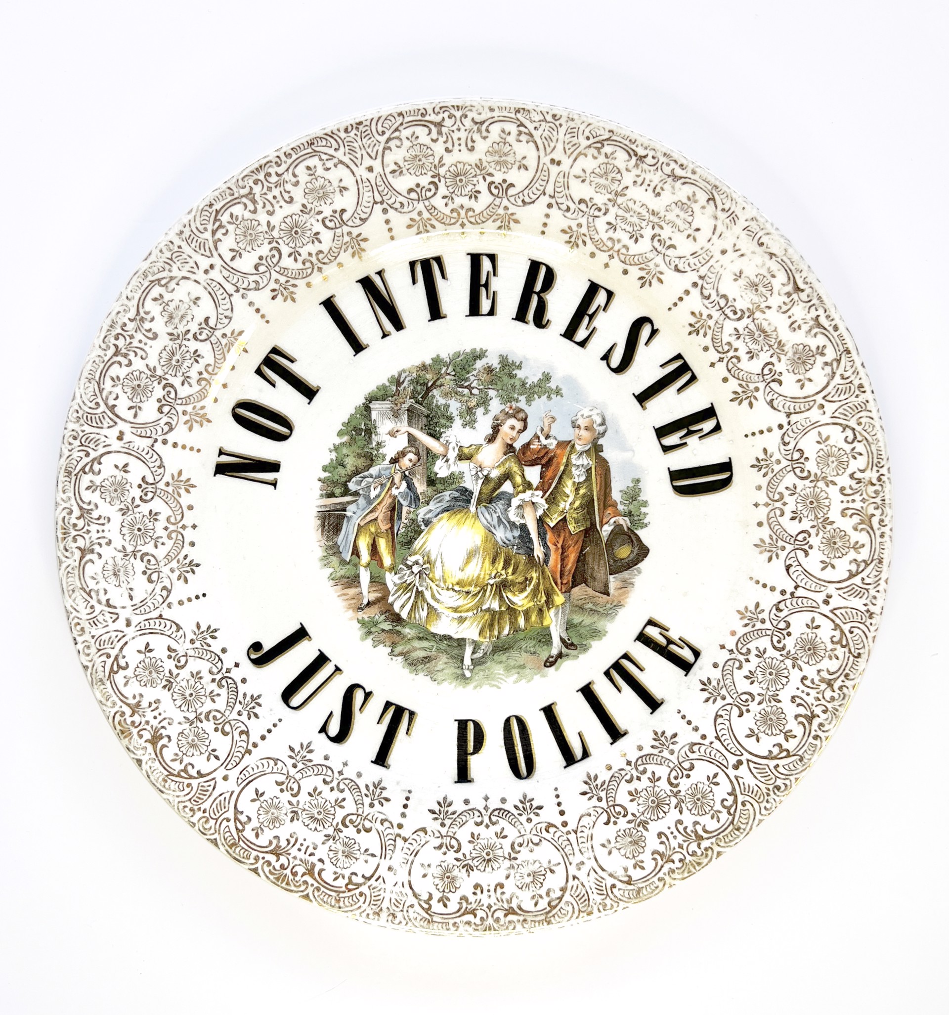 Not interested, just polite (dinner plate) by Marie-Claude Marquis