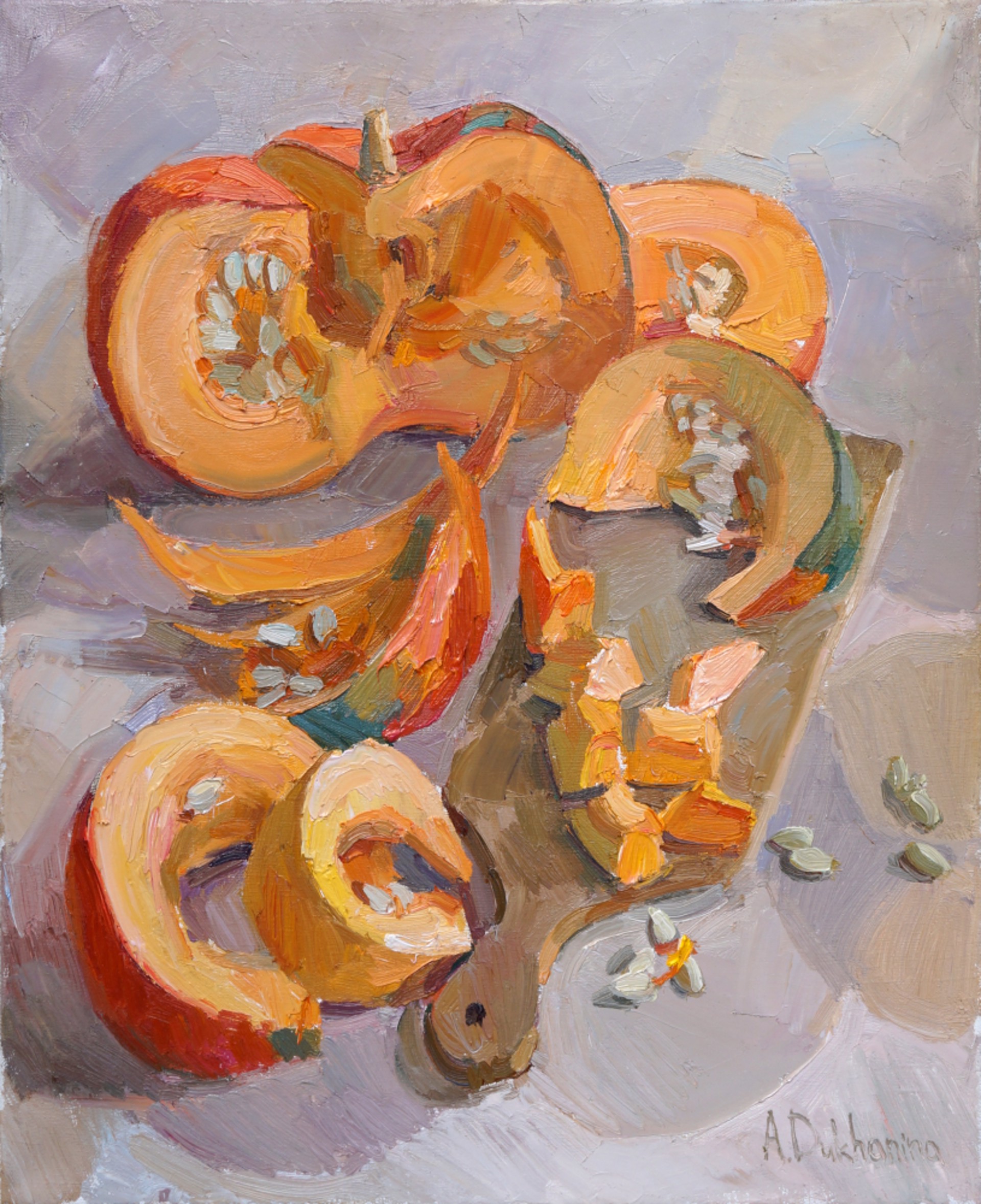 "Pumpkin for the Soup" original oil painting by Anastasia Dukhanina
