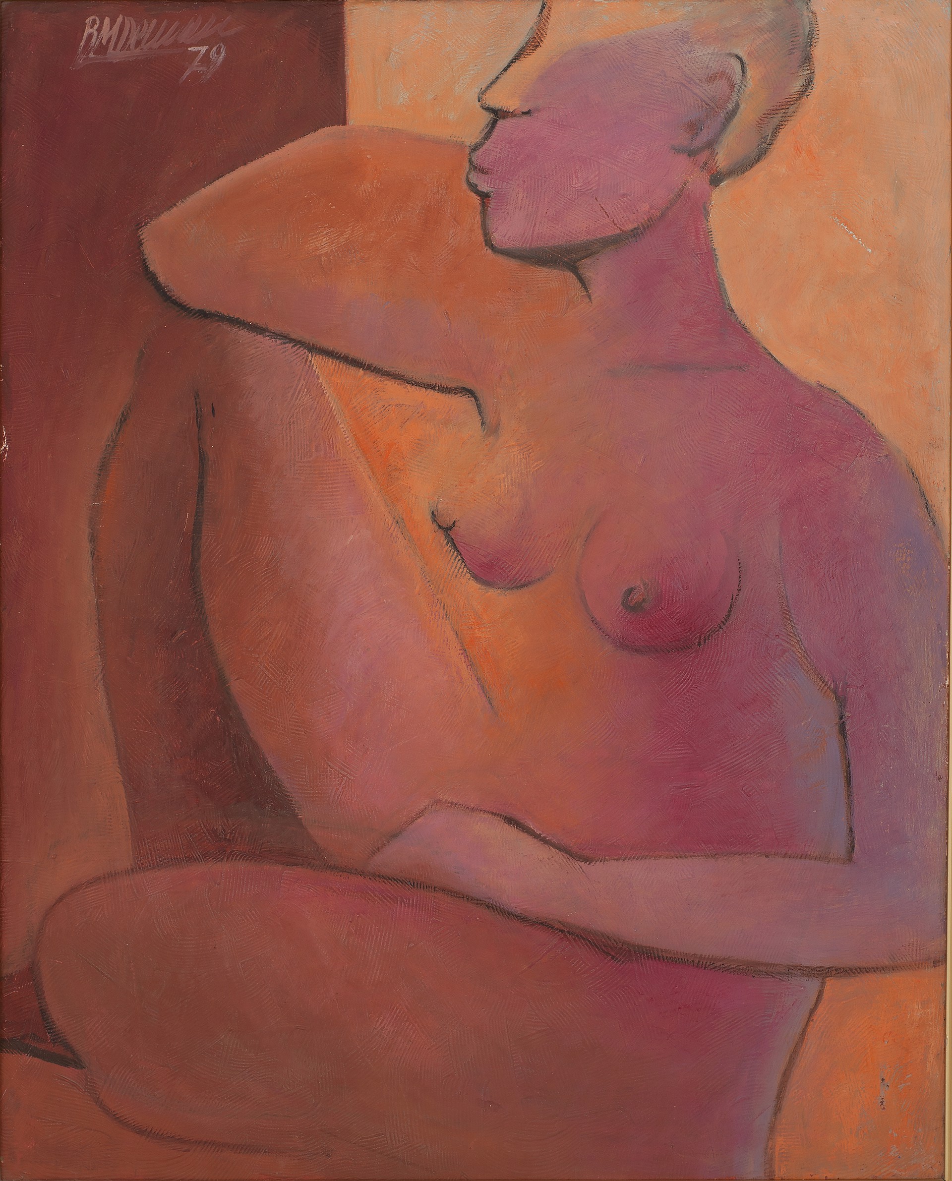 Orange and Pink #15-3-96GSN by Rose-Marie Desruisseau (Haitian, 1933-1988)