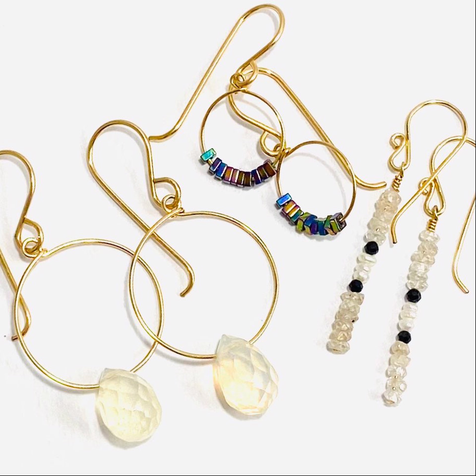 Yellow GF Earrings Various Gemstones by Shelby Lee - jewelry