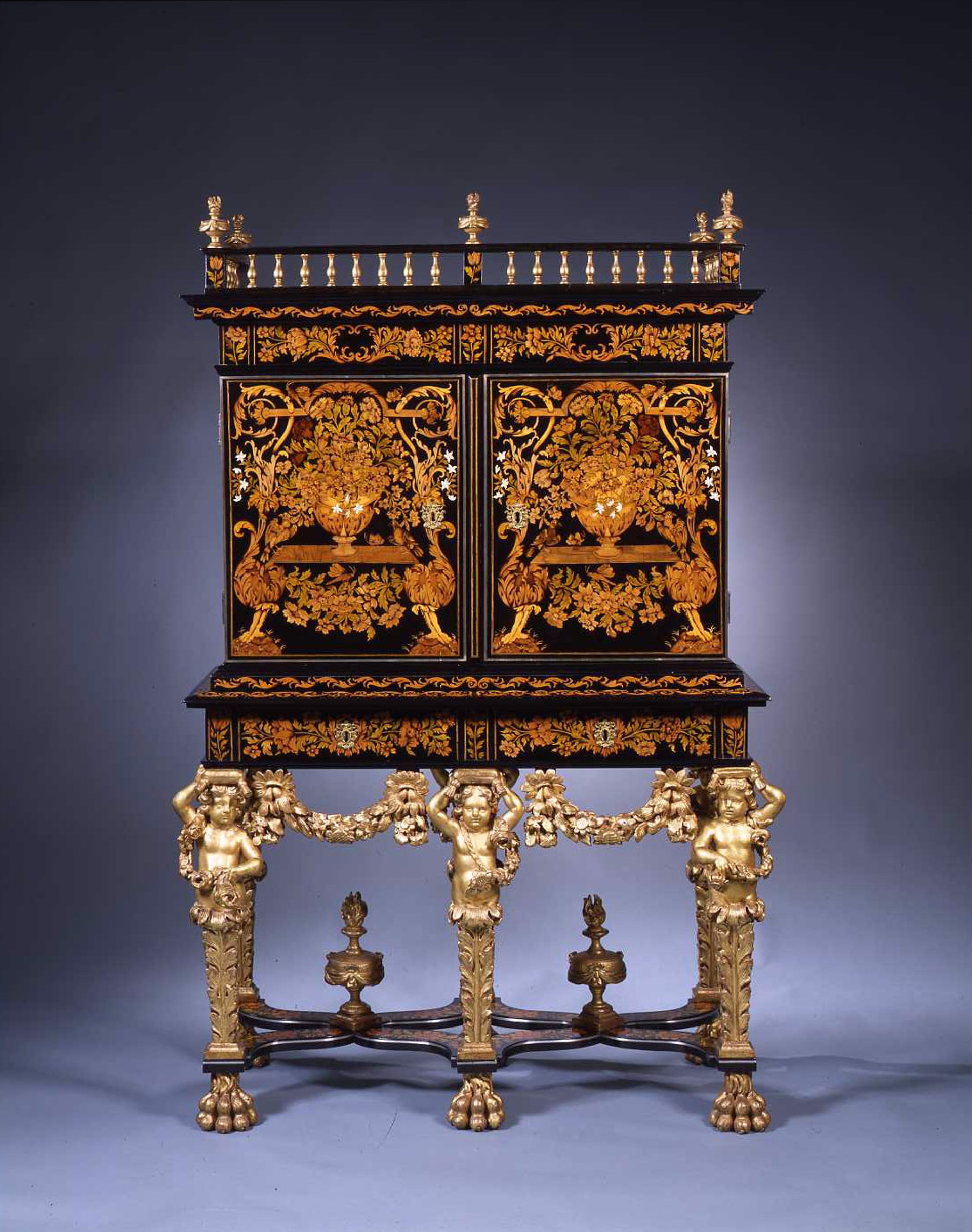 LOUIS XIV MARQUETRY CABINET ON STAND