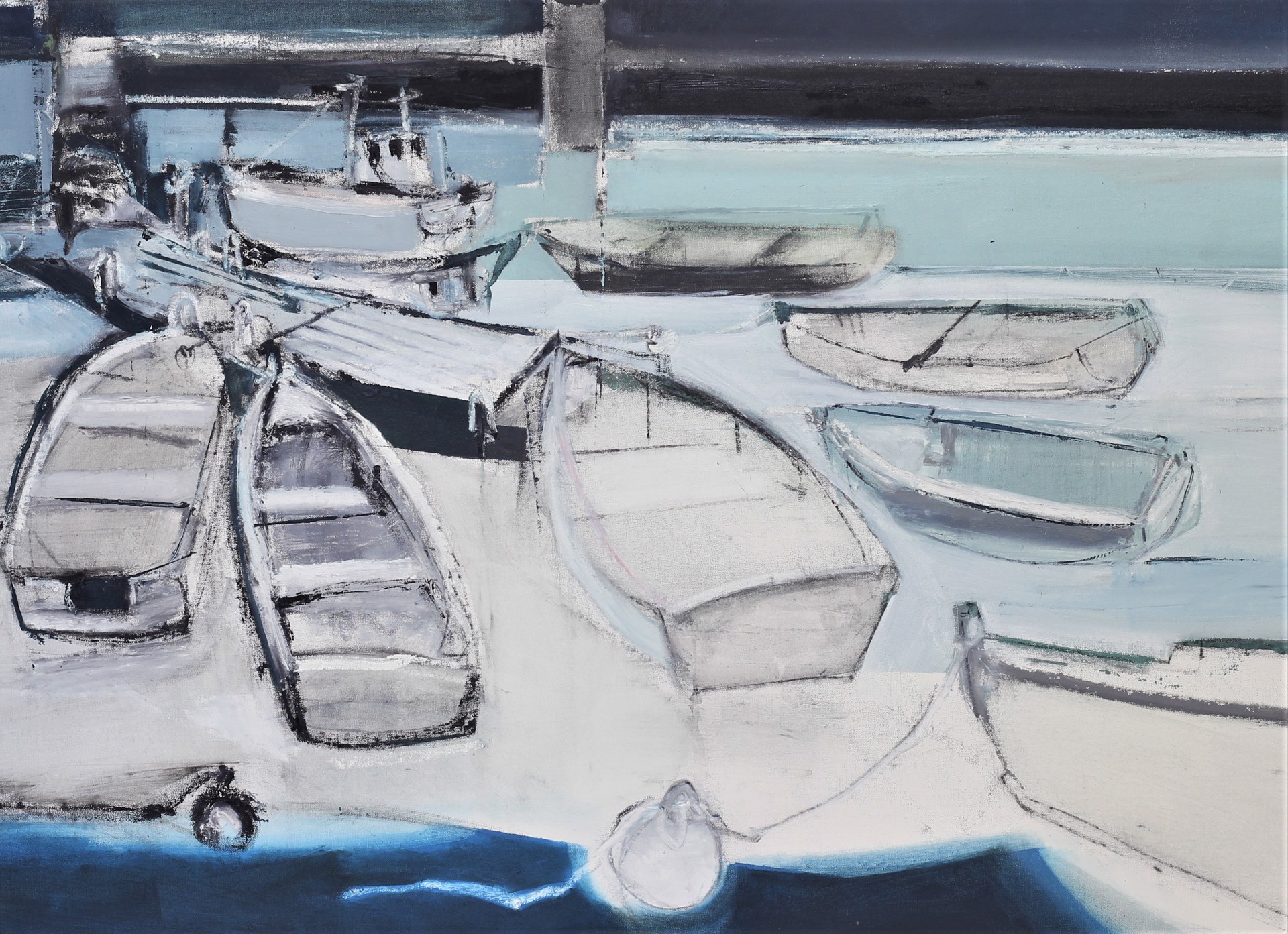 LITTLE BOATS WAITING PATIENTLY by CHRISTINA THWAITES (Landscape)