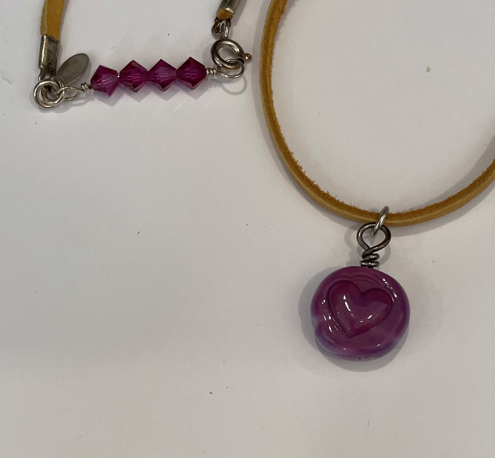 Purple Stamped Heart Necklace by Emelie Hebert
