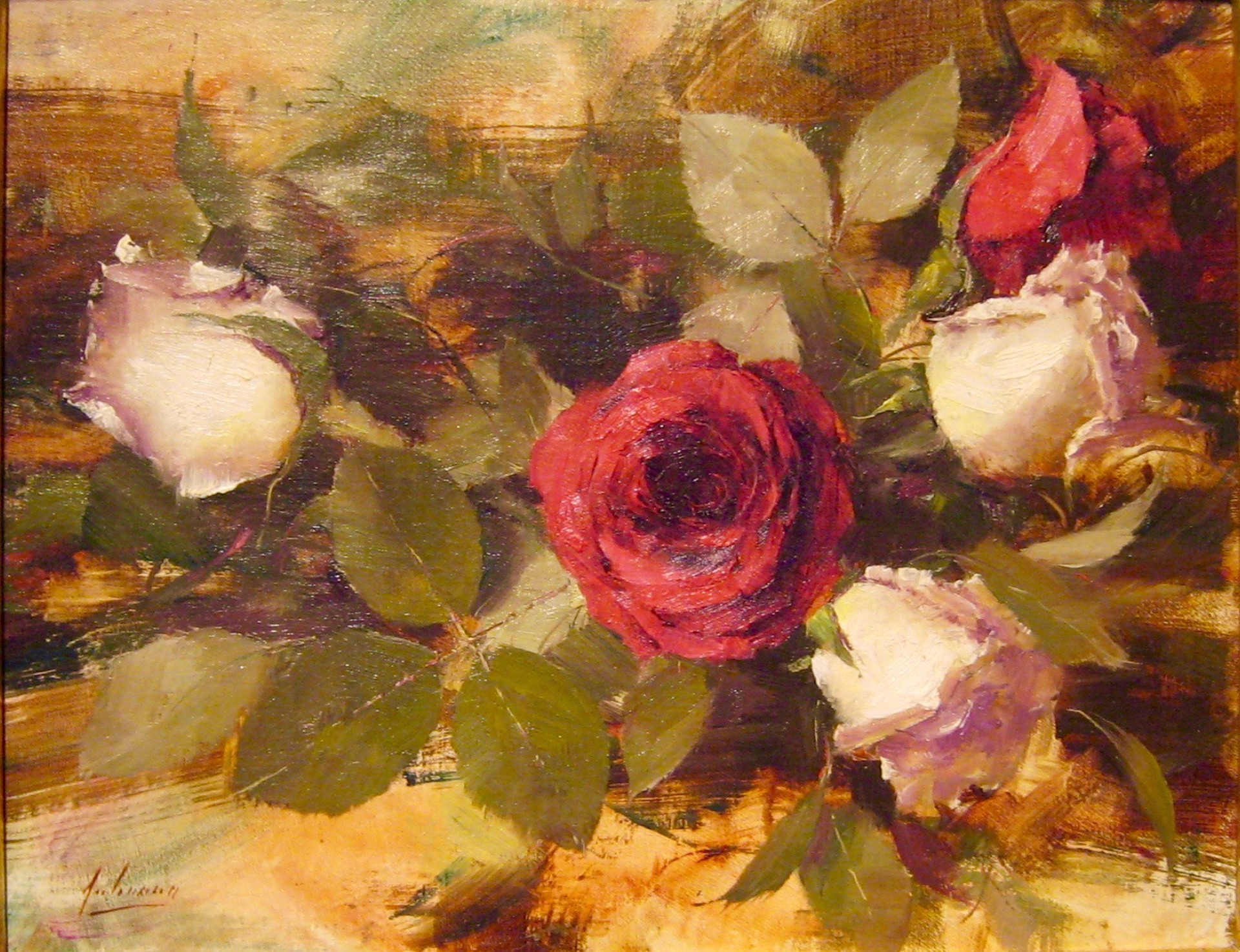 Roses in Amish Pitcher by Robert Johnson