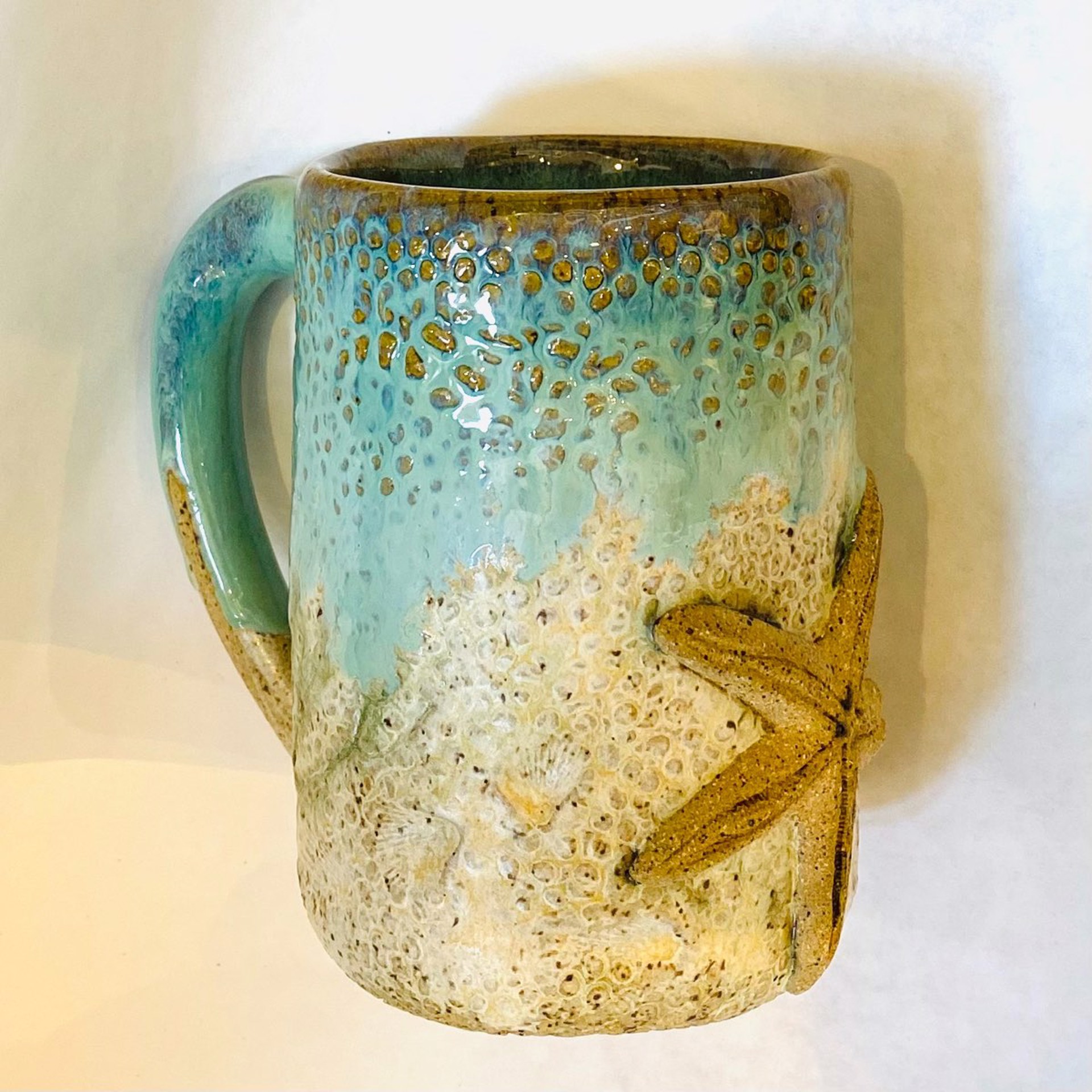 Logan22-881B Starfish Mug (Teal Glaze) by Jim & Steffi Logan