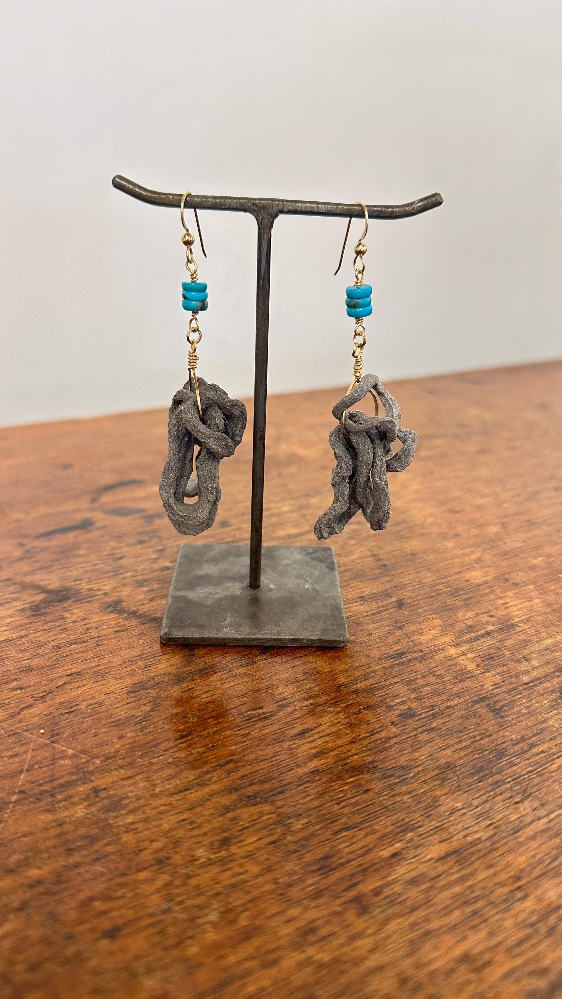 Paper Link and Turquoise Earrings by Sabrina Farrell