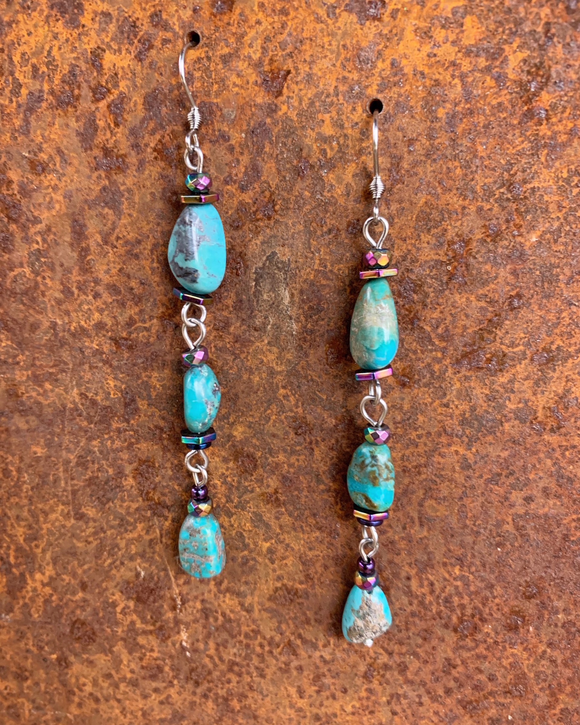 K813 Three Teir Turquoise Earrings by Kelly Ormsby