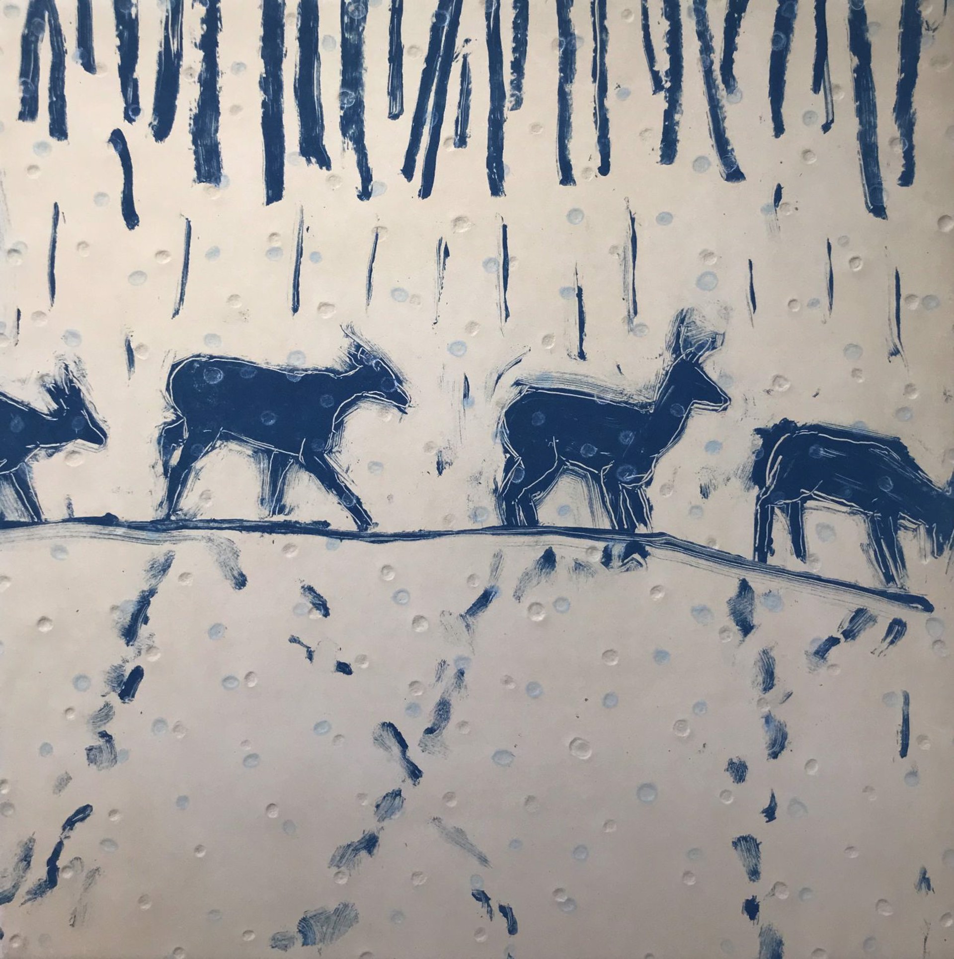 Blue Deer Line by Paula Schuette Kraemer