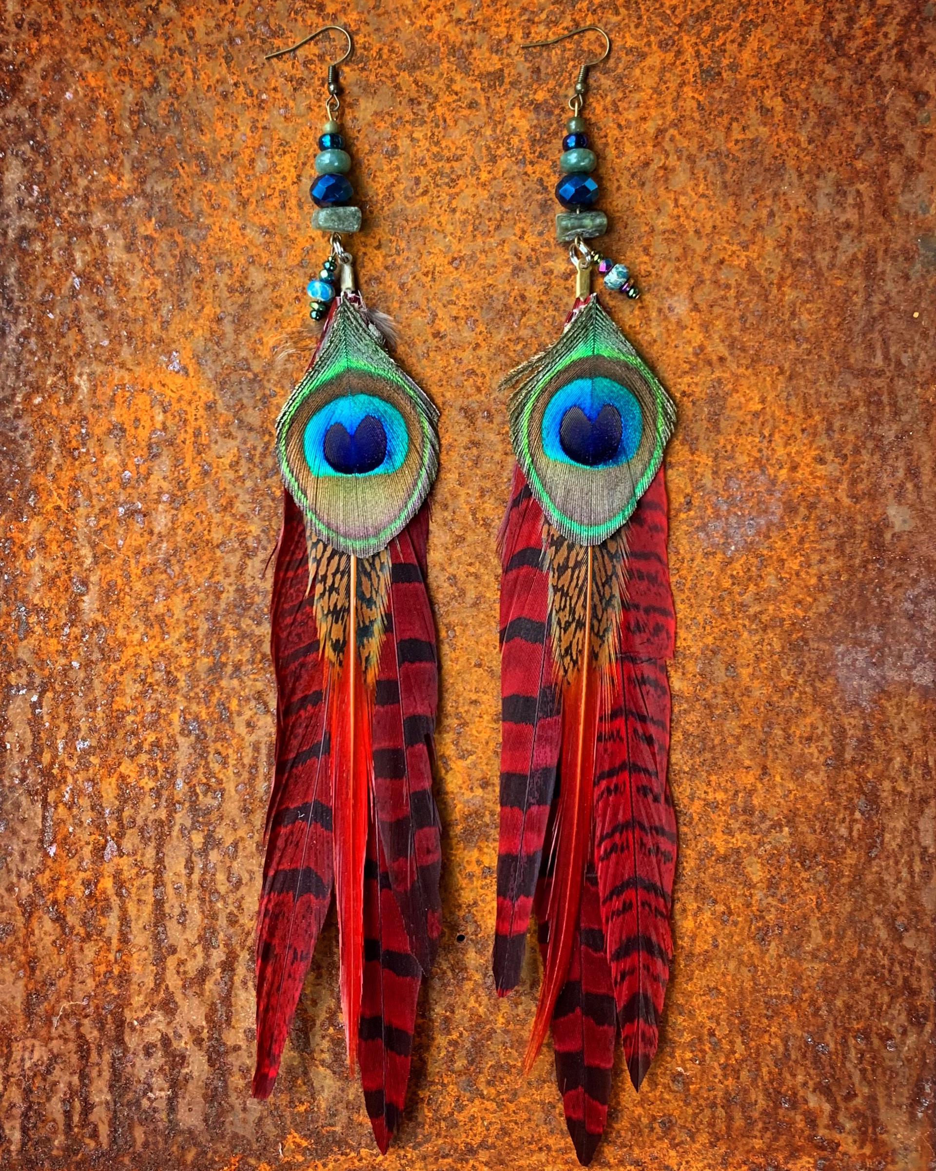 K600 Red Pheasant Earrings by Kelly Ormsby